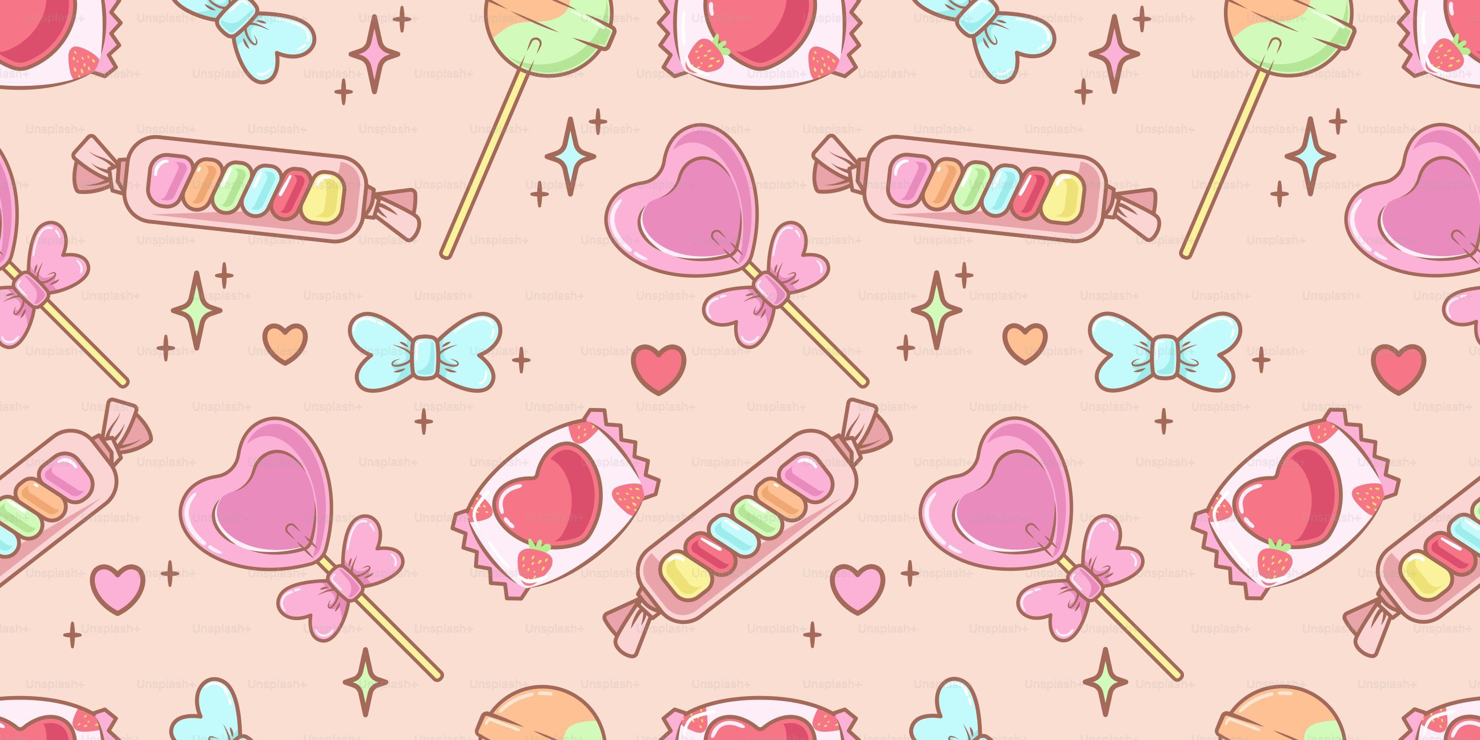 3000x1500 A cute pattern of candies and sweets. vector