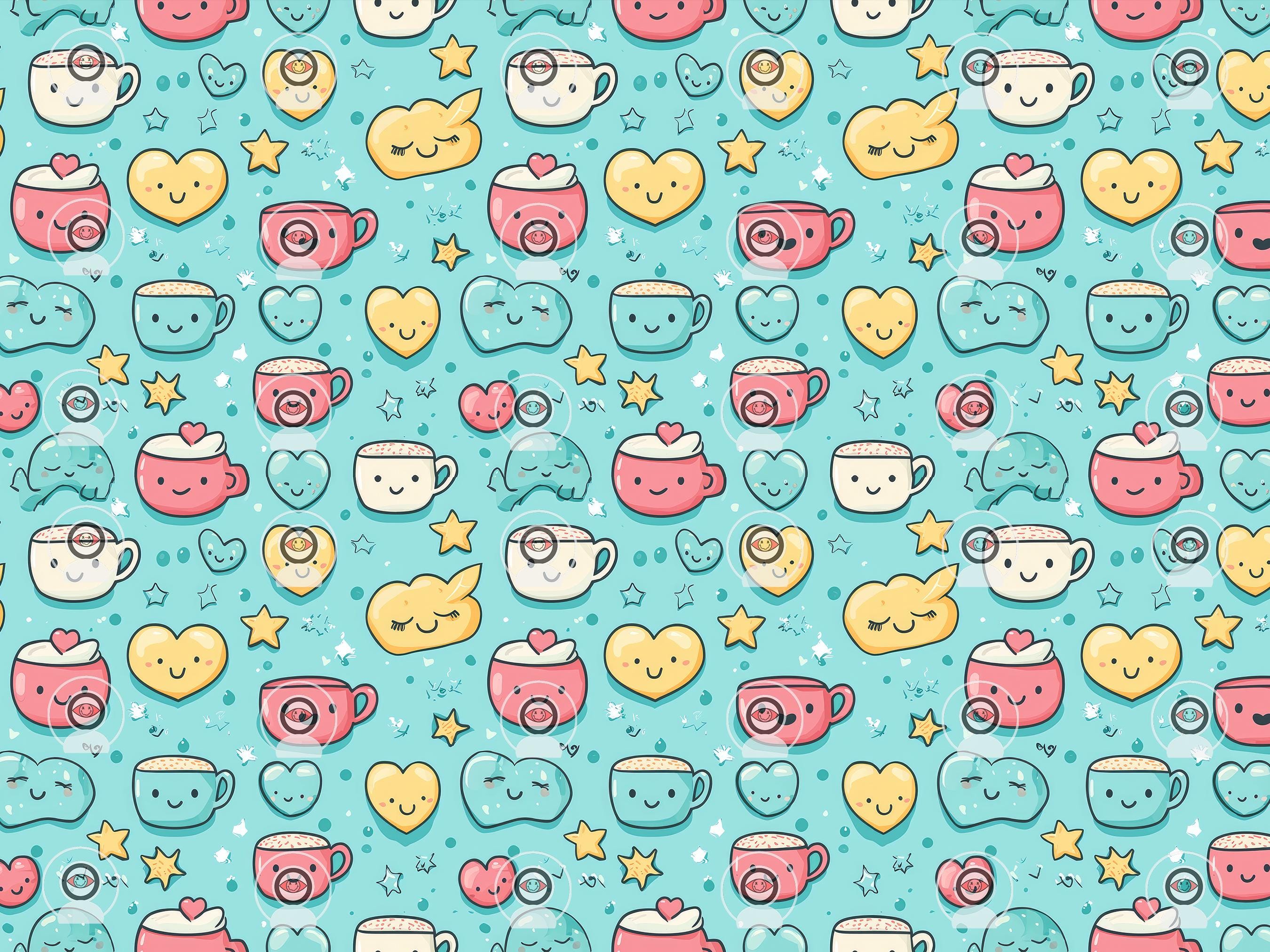 2700x2025 Kawaii Food Seamless Pattern Digital Download Tile Background Cute Wallpaper Commercial Use Texture Cozy Kawaii Digital Paper Kawaii Kid