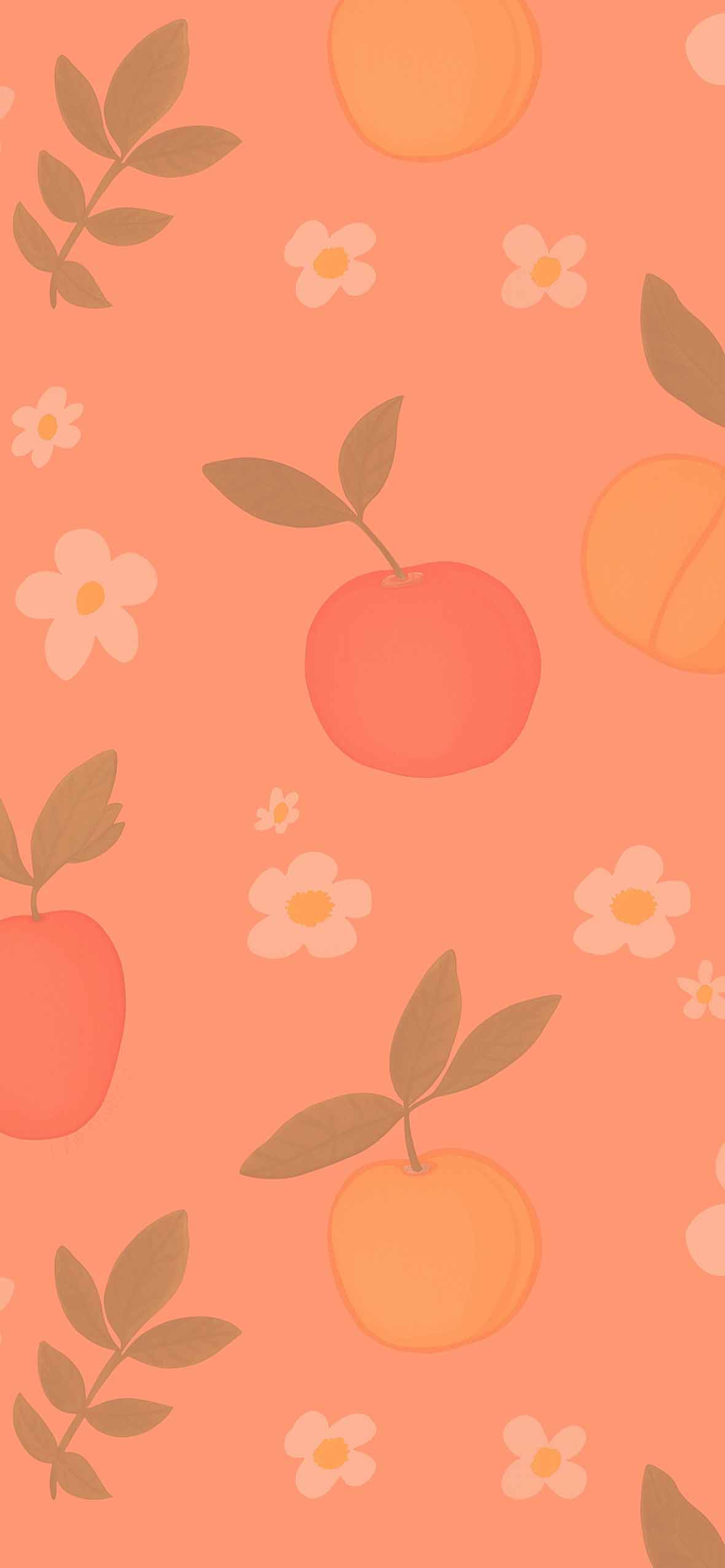 1180x2554 Kawaii Peach Pattern Pastel Aesthetic Wallpaper