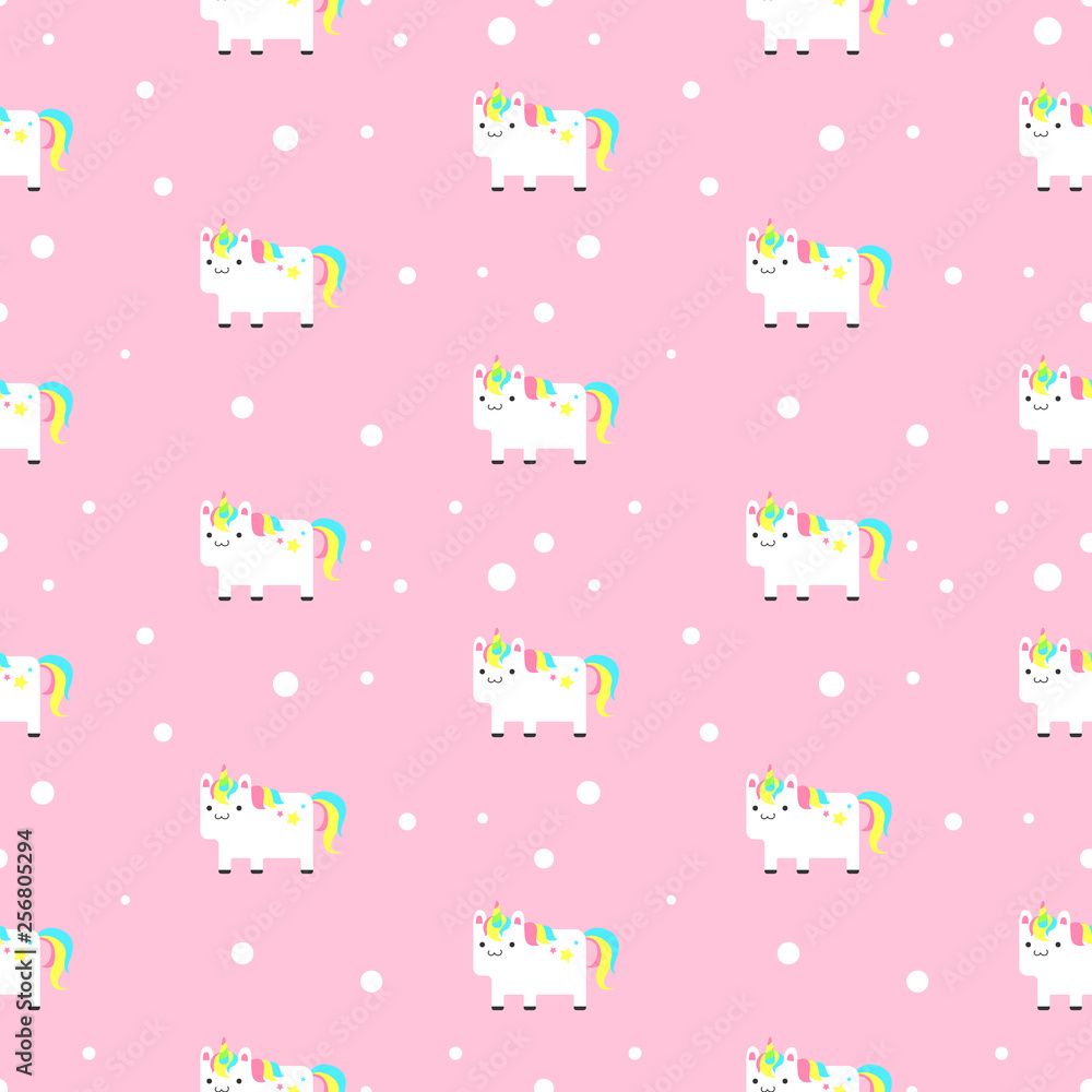 1000x1000 cute kawaii unicorn seamless pattern wallpaper Stock Vector
