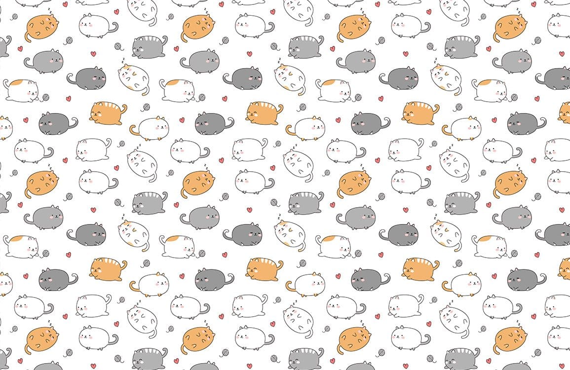 1155x750 Playful Cat Pattern Children's Mural Wallpaper