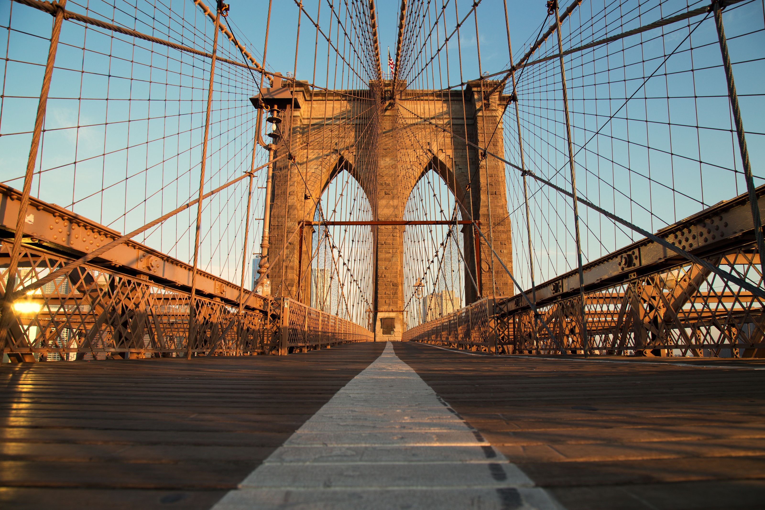 3200x2136 Vintage Brooklyn Bridge at Sunrise Wall Mural