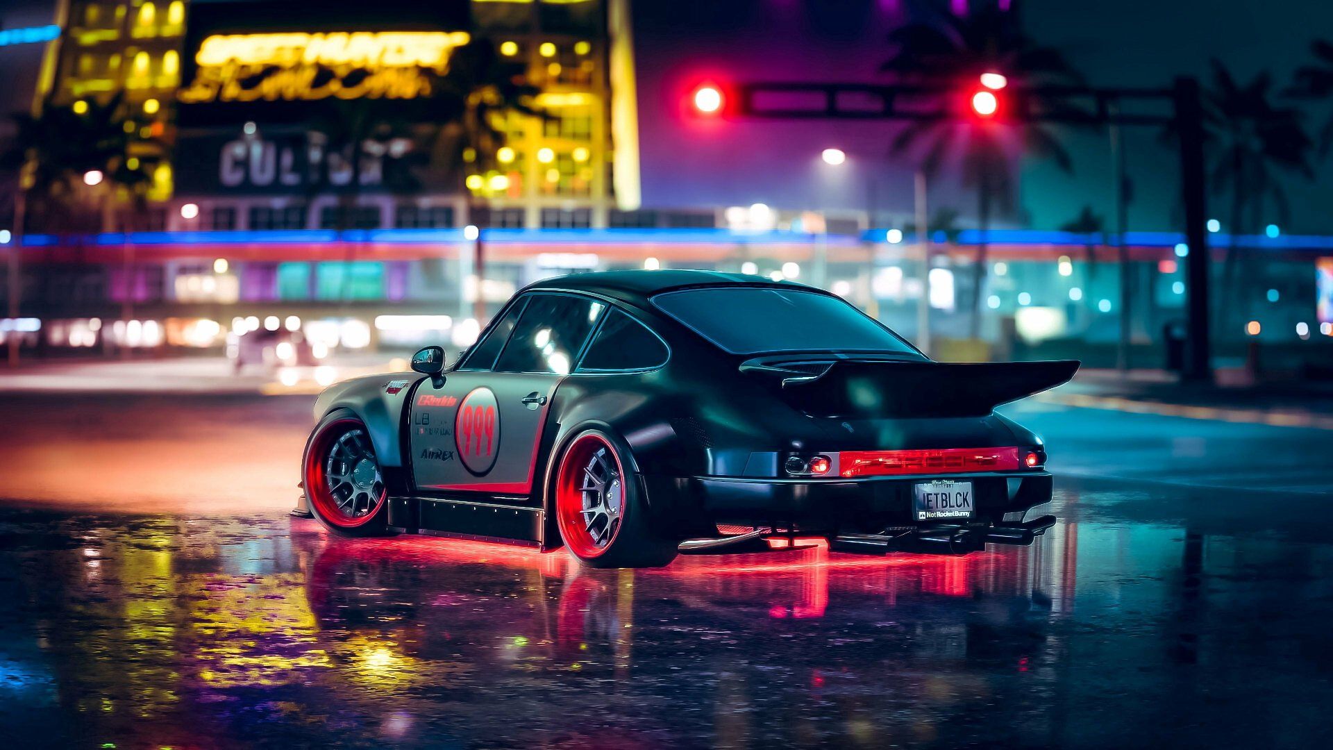 1920x1080 Download Porsche 911 Neon Lights Image