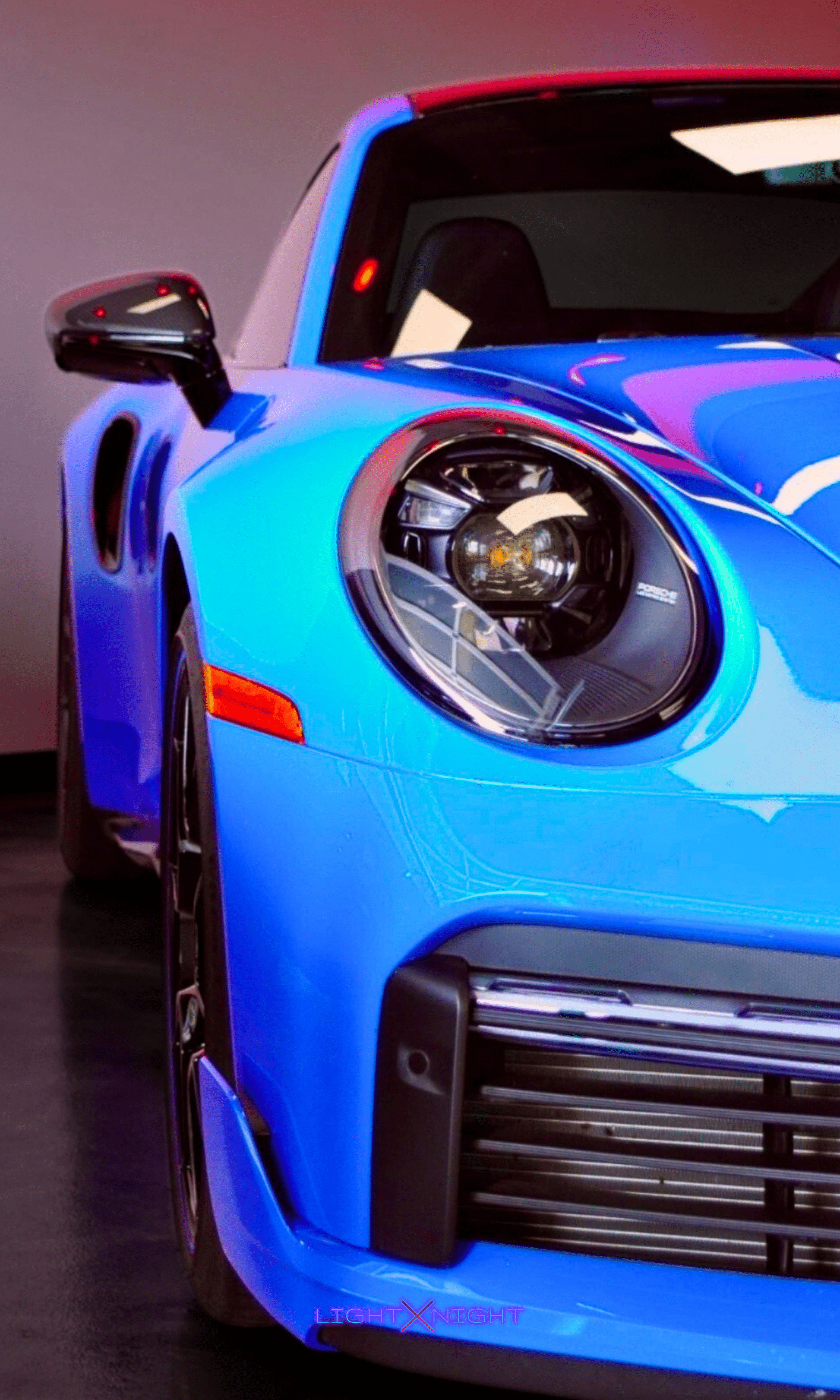 1946x3243 Porsche 911 Neon Poster / White