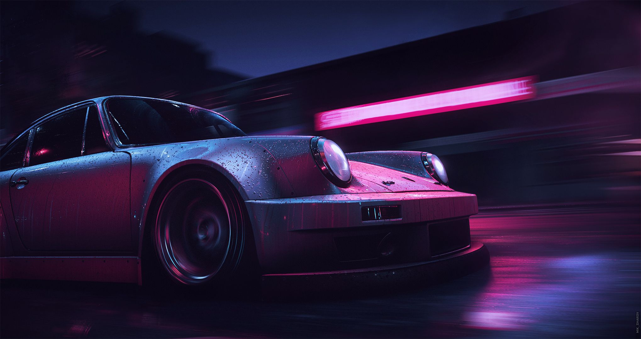 2038x1080 Neon Rush Porsche 911 Carrera RSR Wallpaper, HD Cars Wallpaper, 4k Wallpaper , Image, Background, Photos and Picture