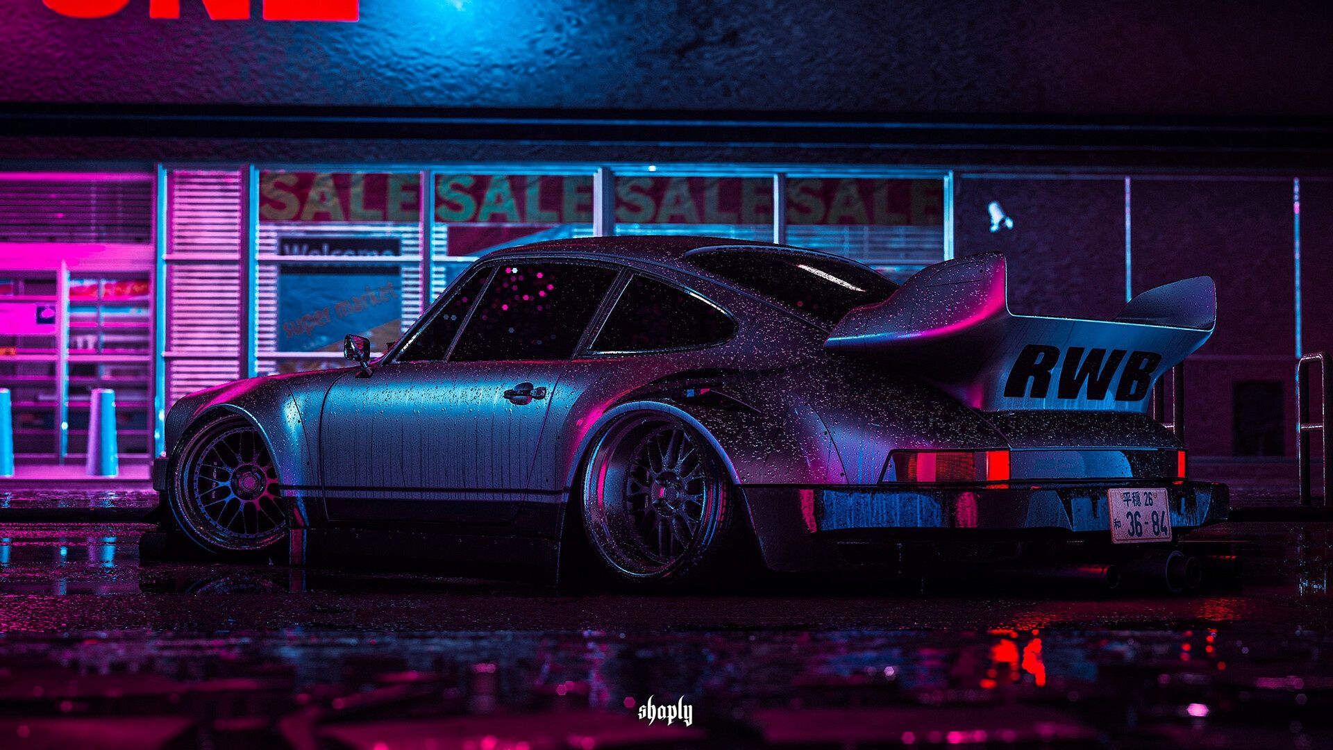 1920x1080 Neon Porsche Wallpaper