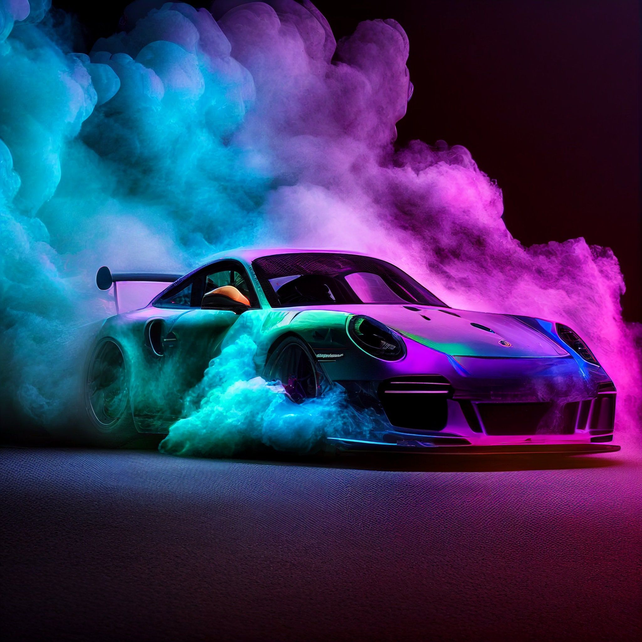 2048x2048 Abstract Neon Porsche GT3 Wall Art New Zealand