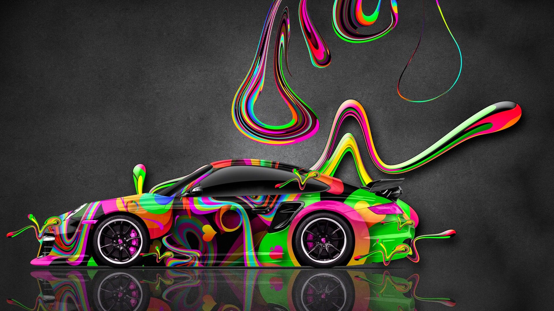 1920x1080 Porsche 911 GT2 Side Abstract Aerography Super RS
