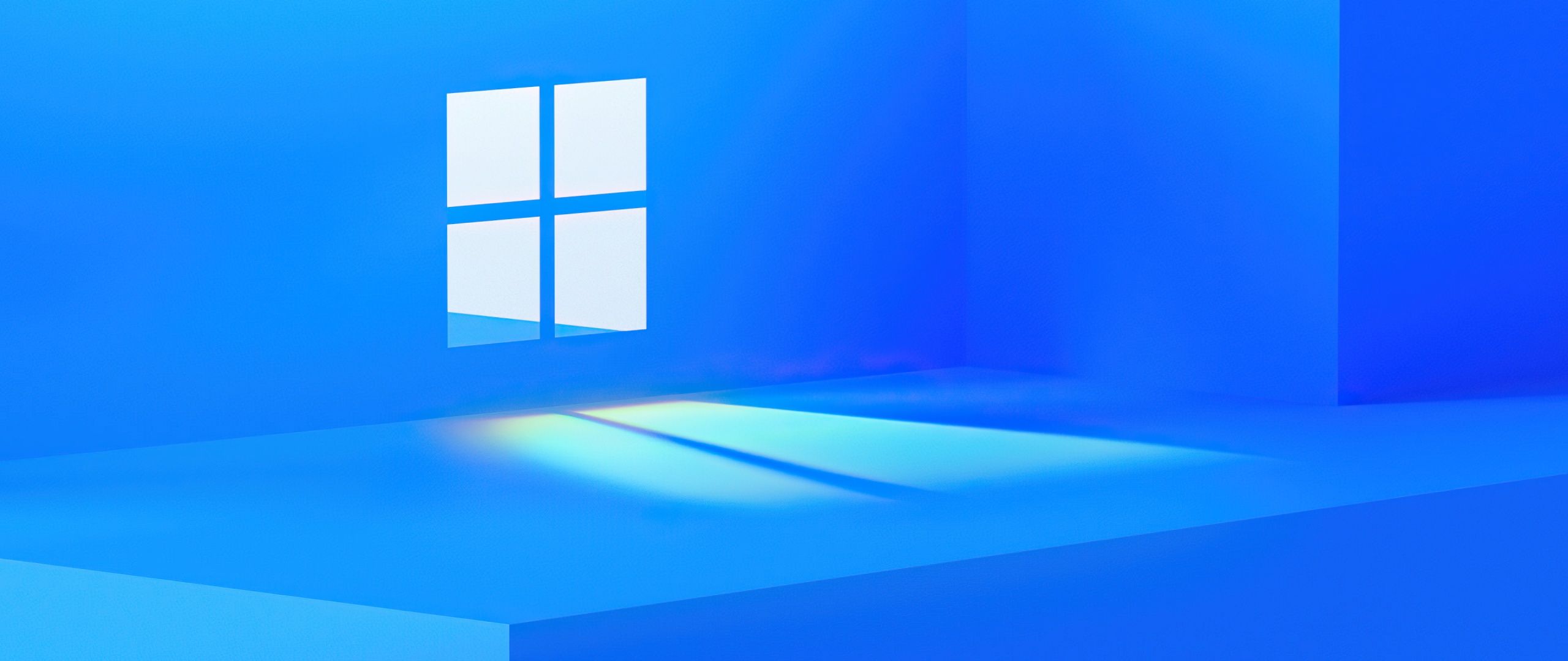 2560x1080 Windows 11 Blue Minimal 4K Wallpaper