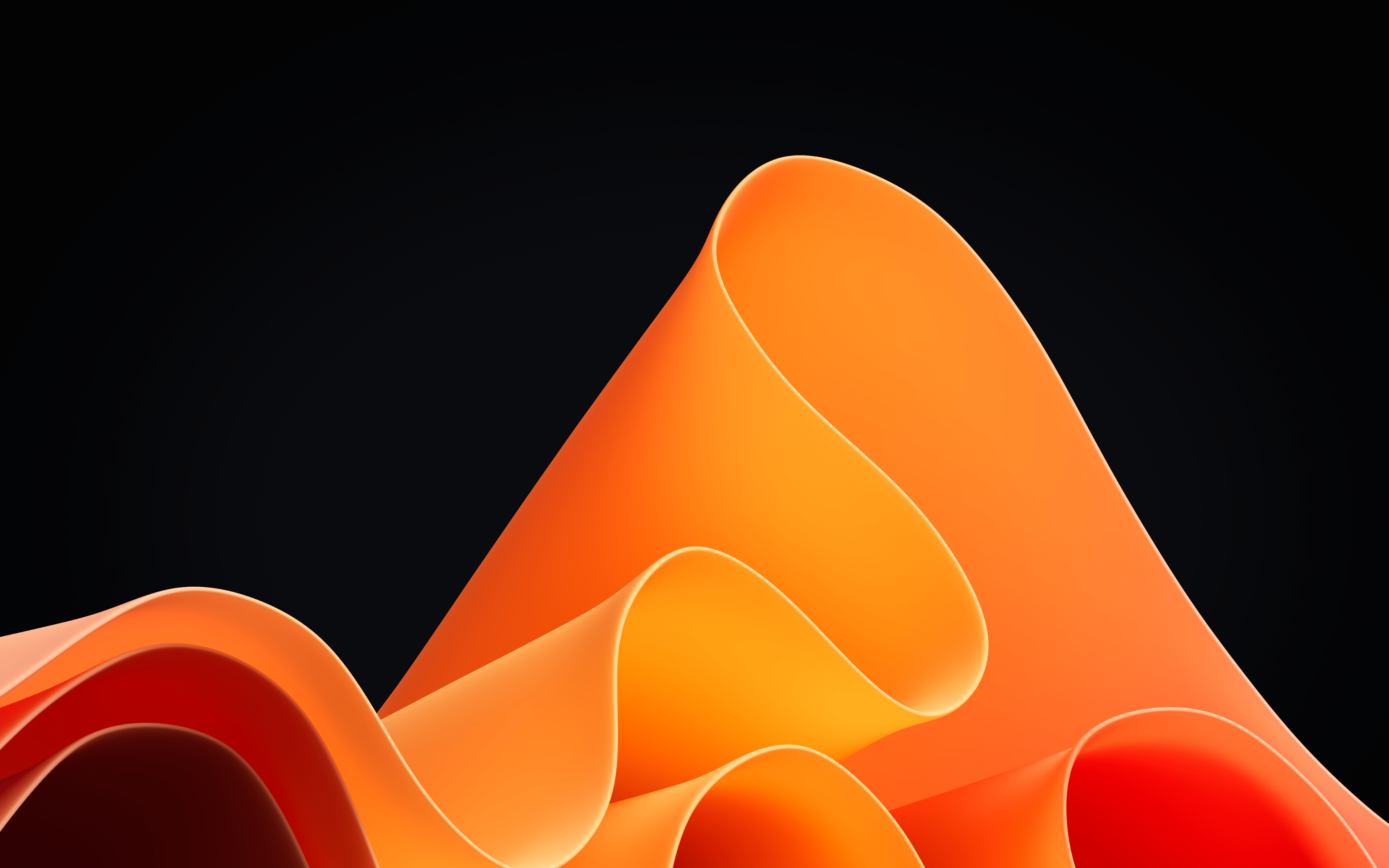 3840x2400 Windows 11 Orange Abstract Flow Wallpaper 4K