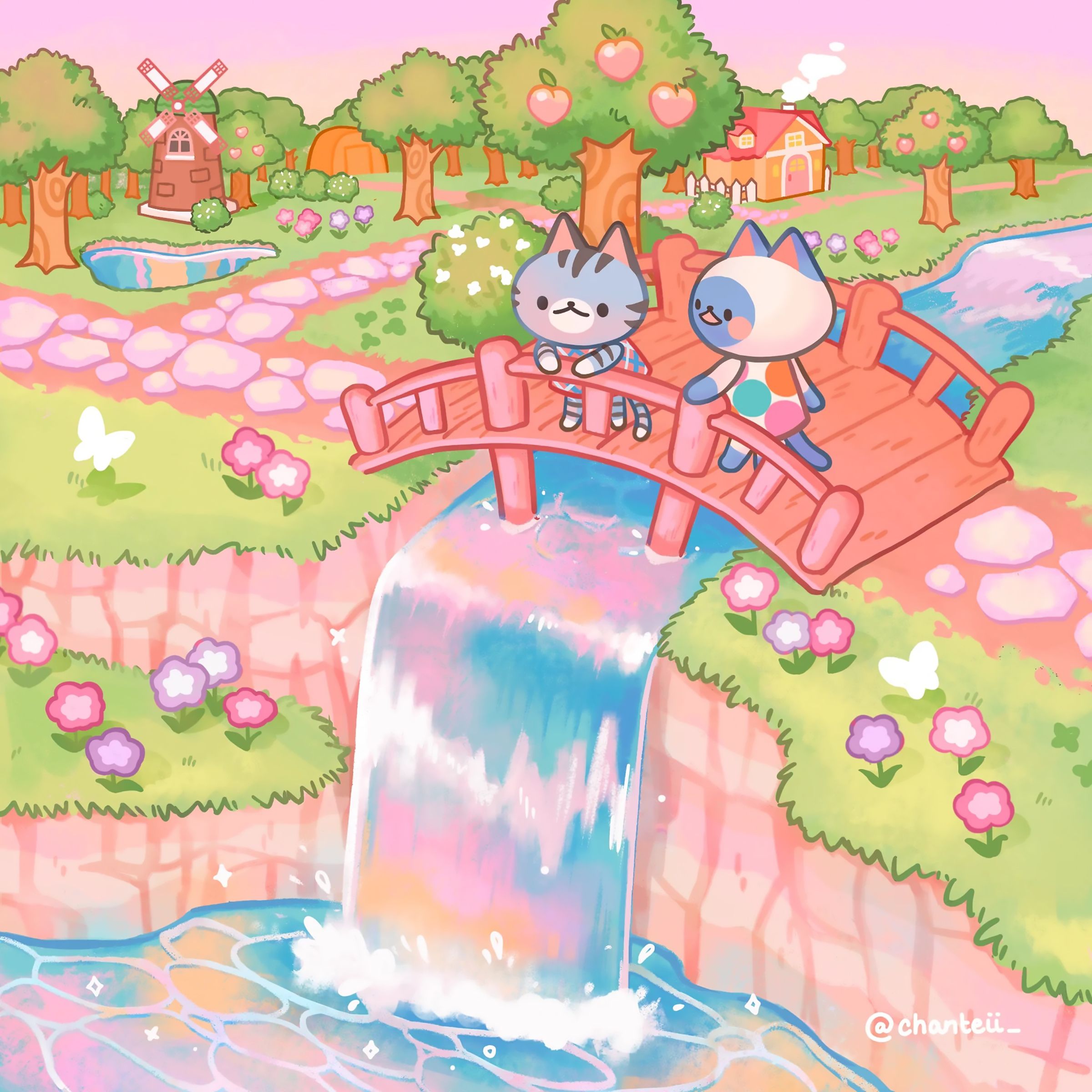 2400x2400 Cute Animal Crossing Background Wallpaper By Chanteii