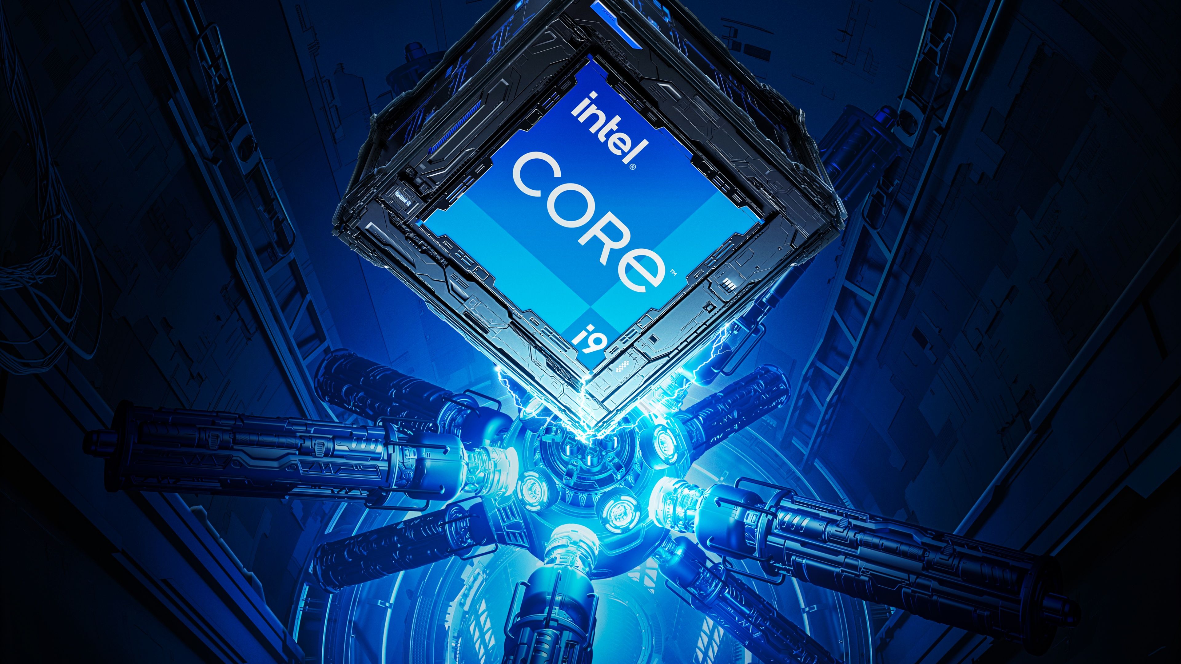 3840x2160 Intel Core i9 Wallpaper 4K, Intel processor, Futuristic