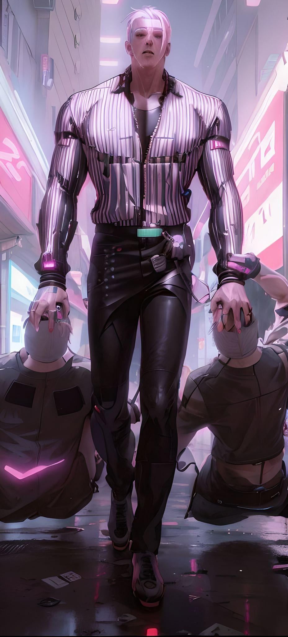 928x2048 Cyberpunk AI image of Gitae Kim