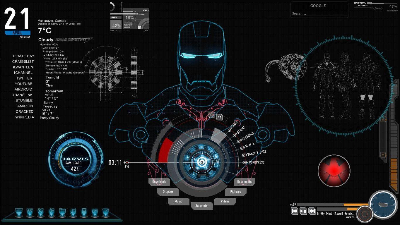 interactive jarvis desktop background hd with sound