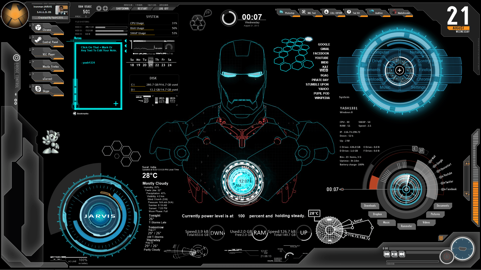 jarvis theme with sounds win 10