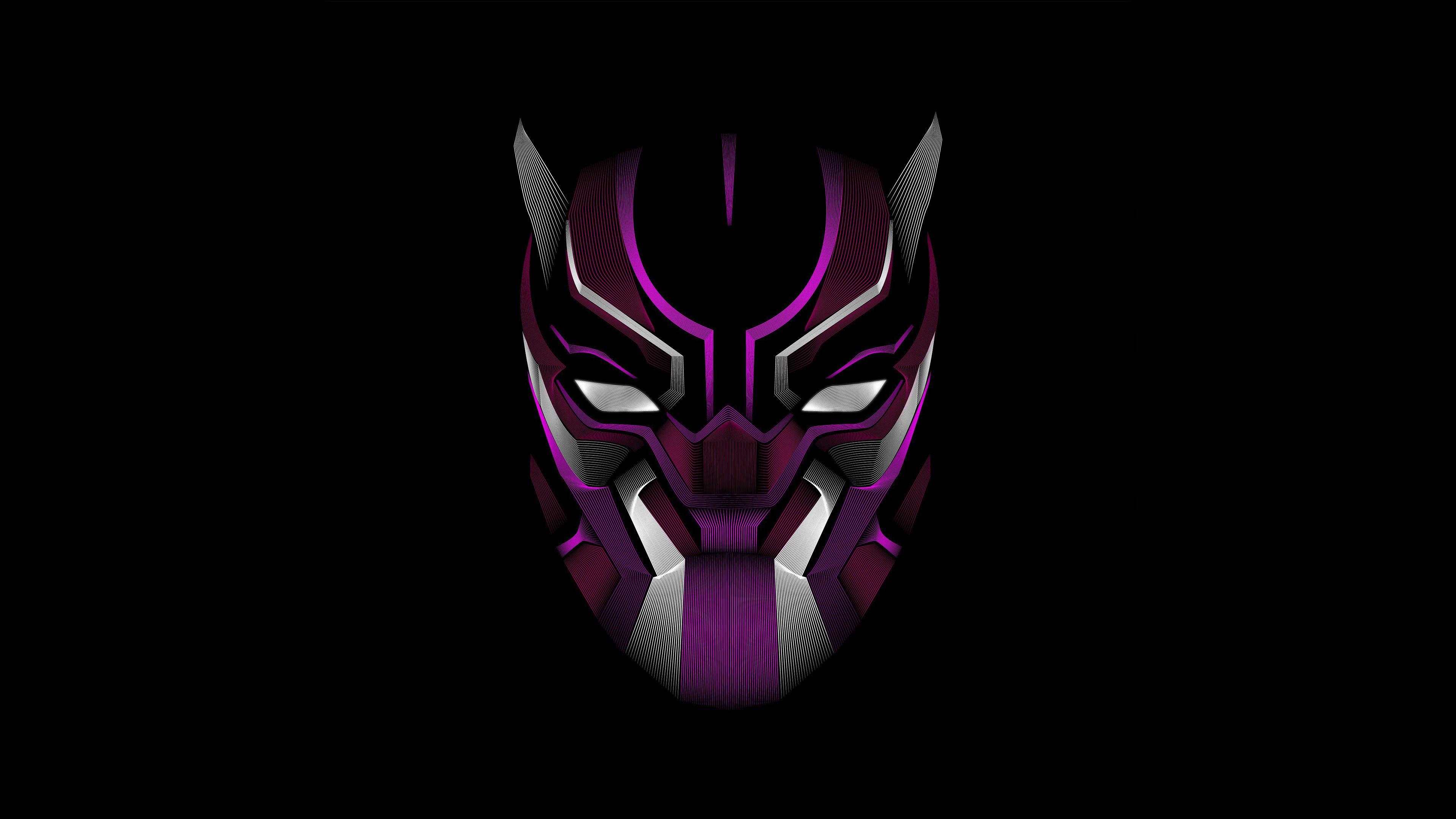 3840x2160 #black panther, #mask, #minimalism, k, #hd, #artwork