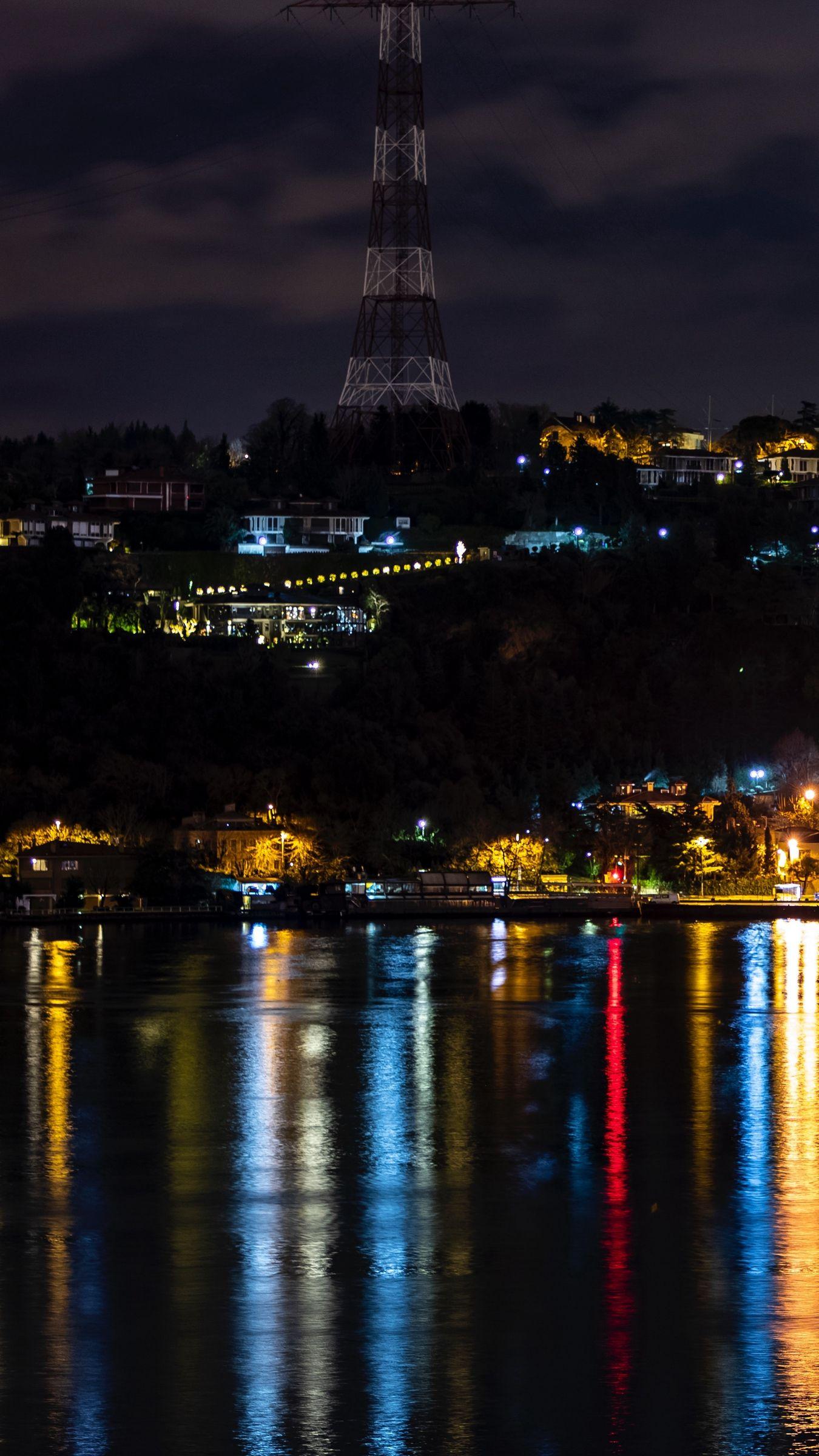 1350x2400 Download wallpaper 1350x2400 night city, city lights, coast