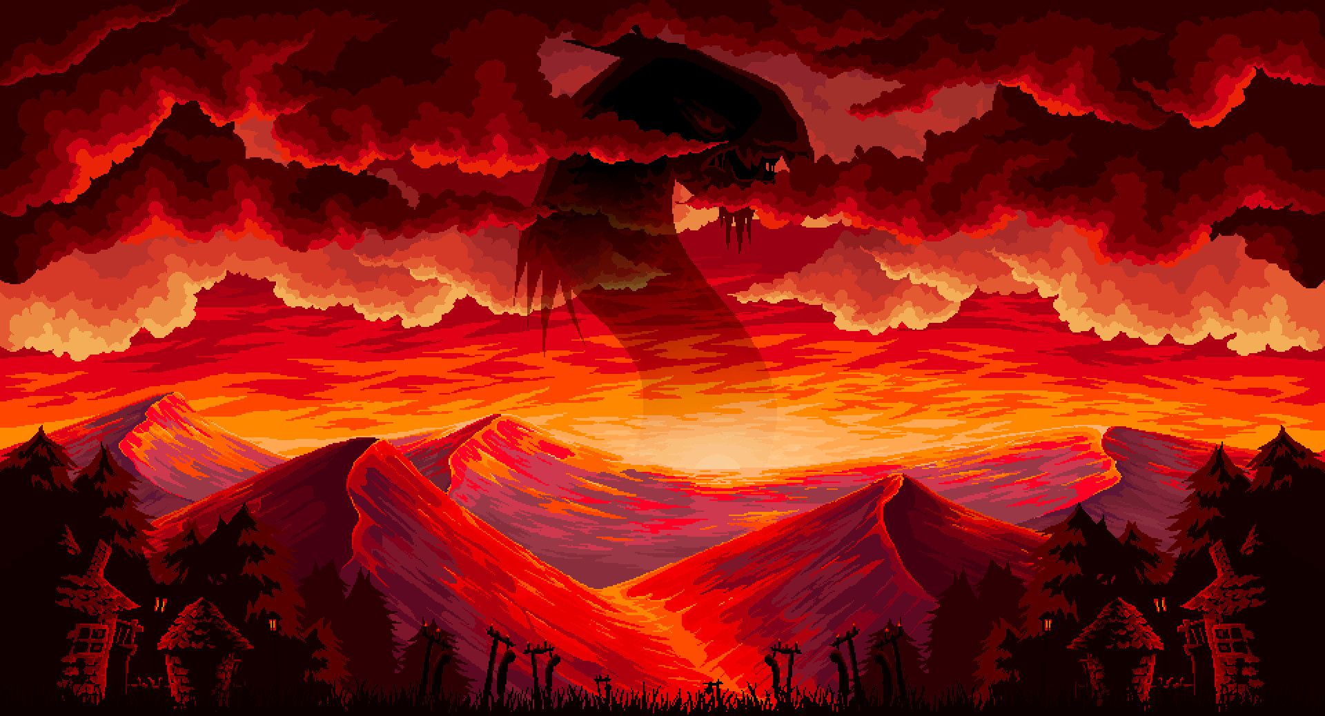 1920x1038 Pixel illustration // NetherWorld Parallax + web design