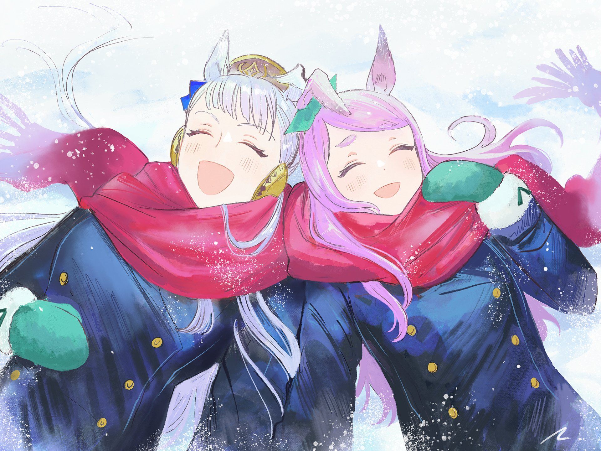 1920x1440 Snowbound Smiles: Mejiro McQueen & Gold Ship