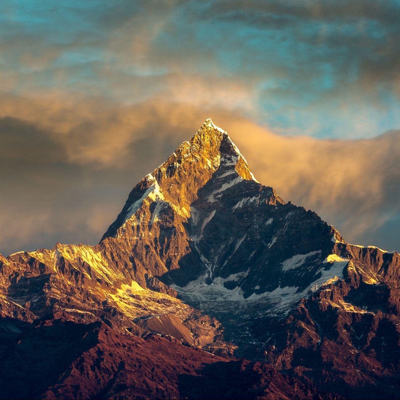 1280x1280 Wallpaper Annapurna, Nepal, Himalayas, Mountains, Sky