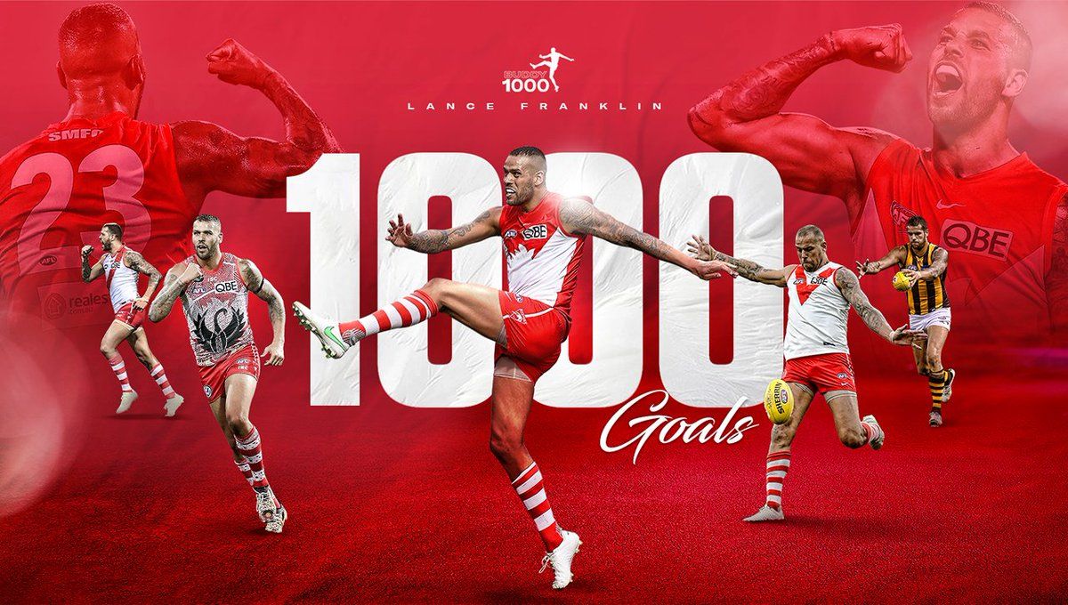 1200x680 HISTORY Lance Franklin Becomes Just The Sixth Player To Kick 1000 Goals In An AFL VFL Career. #Buddy1000 #Bloods