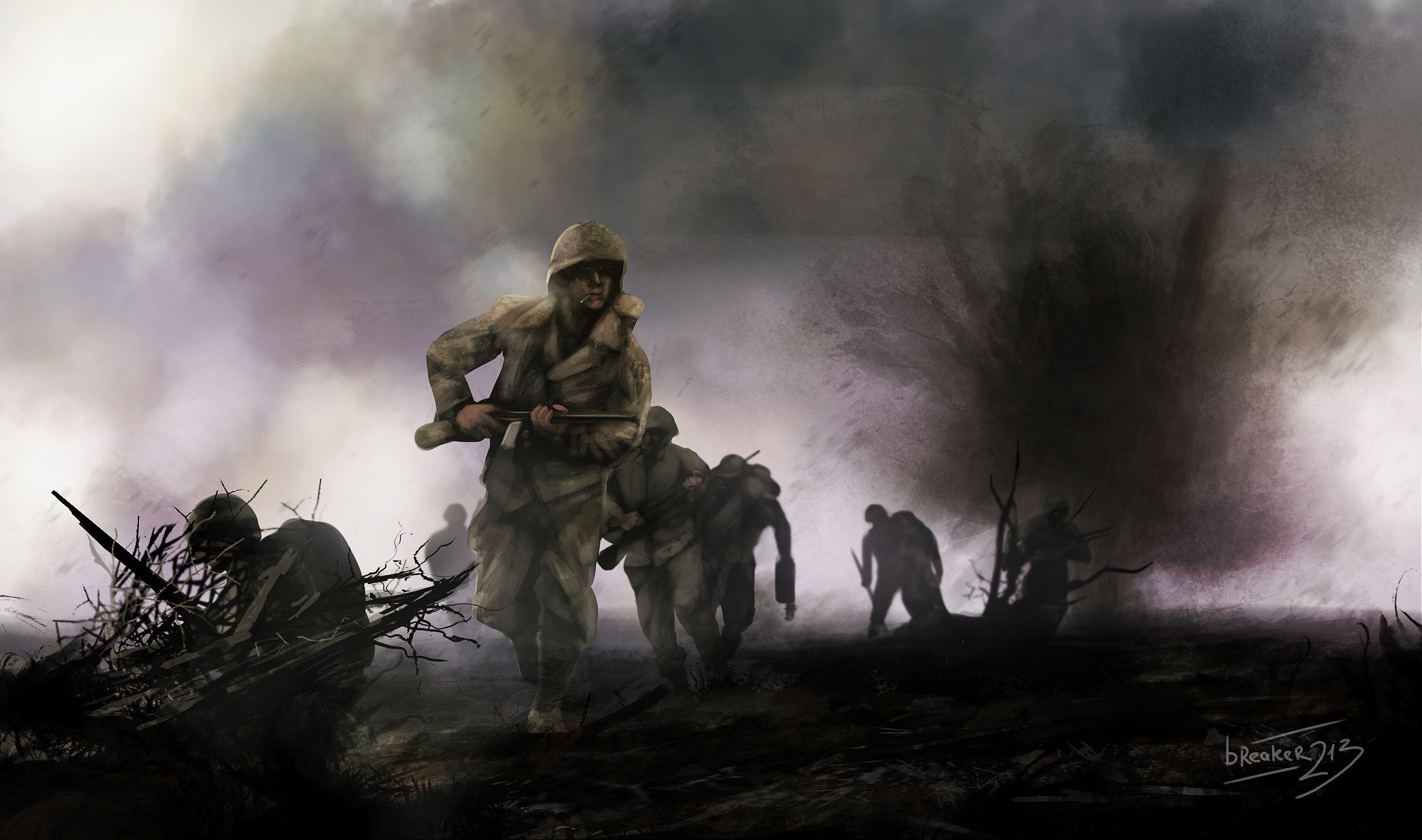 2200x1300 Wallpaper war, art, soldiers, war, The Pacific Series for mobile and desktop, section живопись, resolution 2200x1300