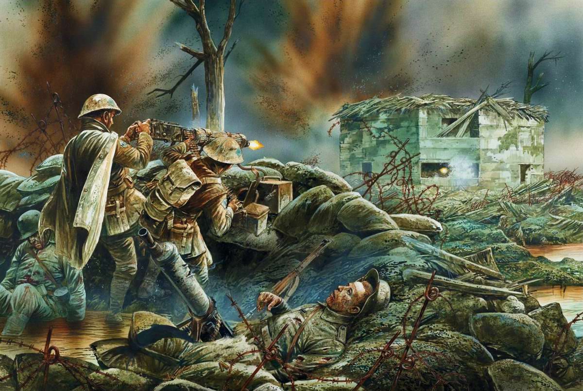 1200x805 HD wallpaper: soldiers wallpaper, art, shelf, the battle, fighting, plant, WW2