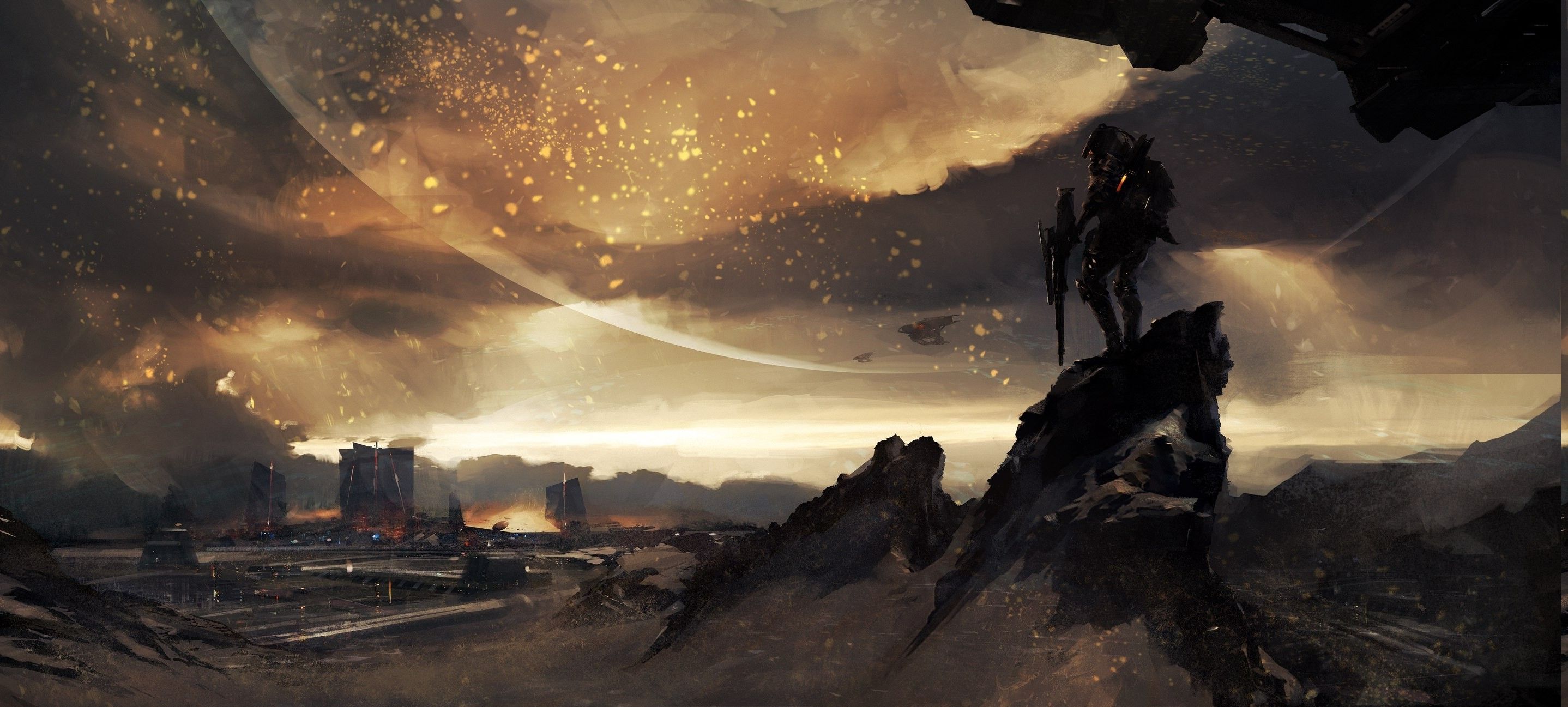 2876x1297 artwork, War, Fantasy Art Wallpaper HD / Desktop and Mobile Background