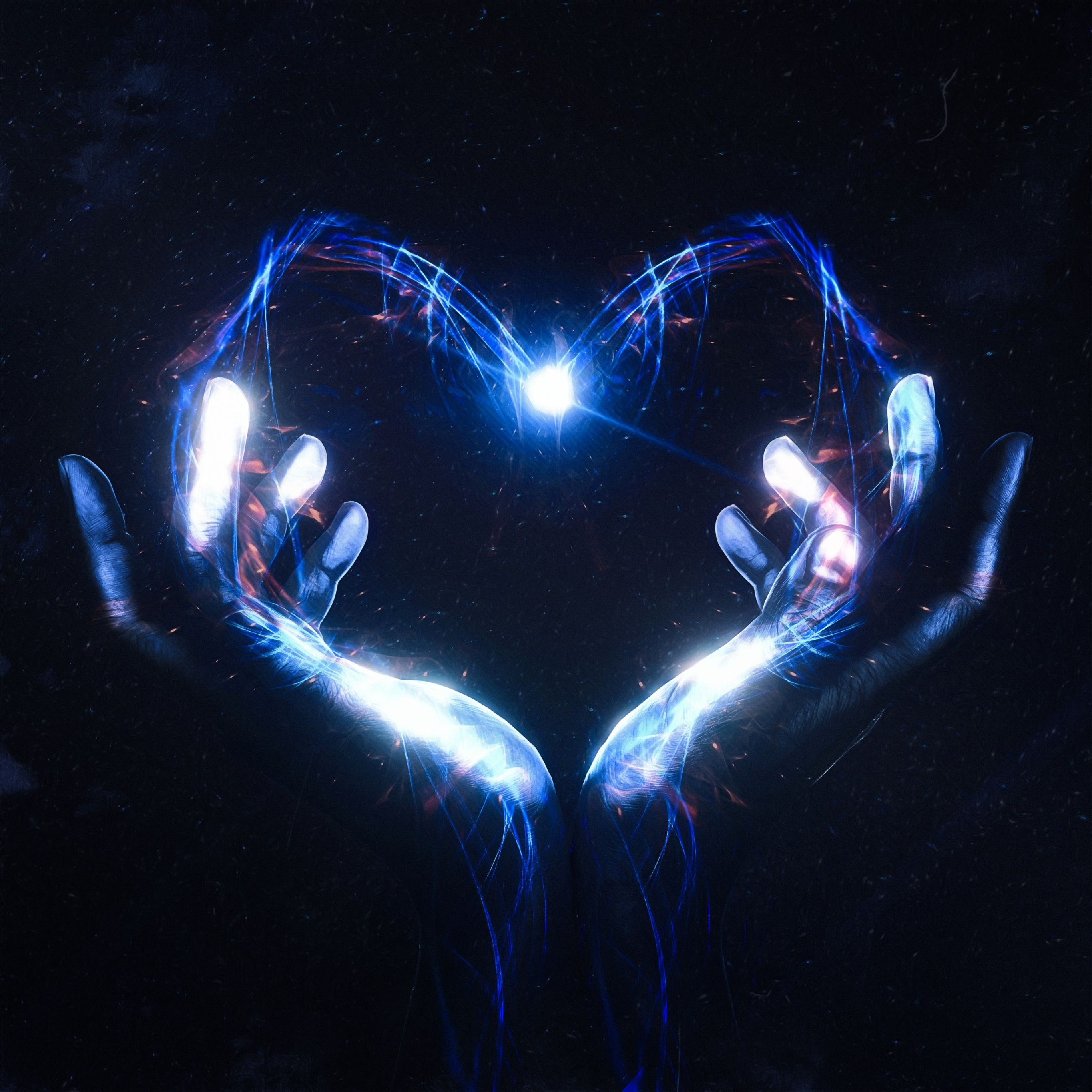2732x2732 Love heart Wallpaper 4K, Hands together, Surreal, Energy