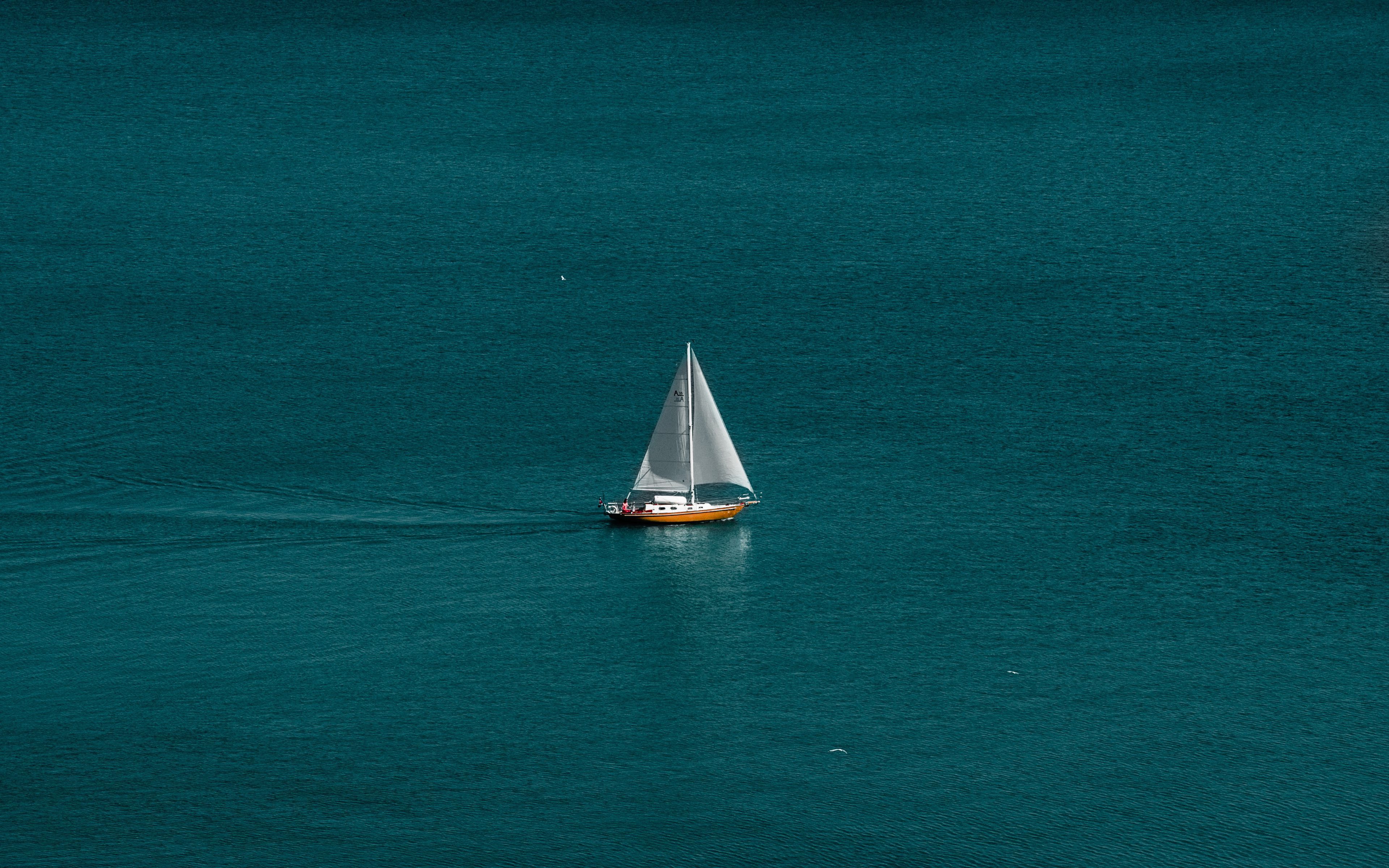 3840x2400 Download wallpaper 3840x2400 sea, boat, sailboat, water, horizon 4k ultra HD 16:10 HD background