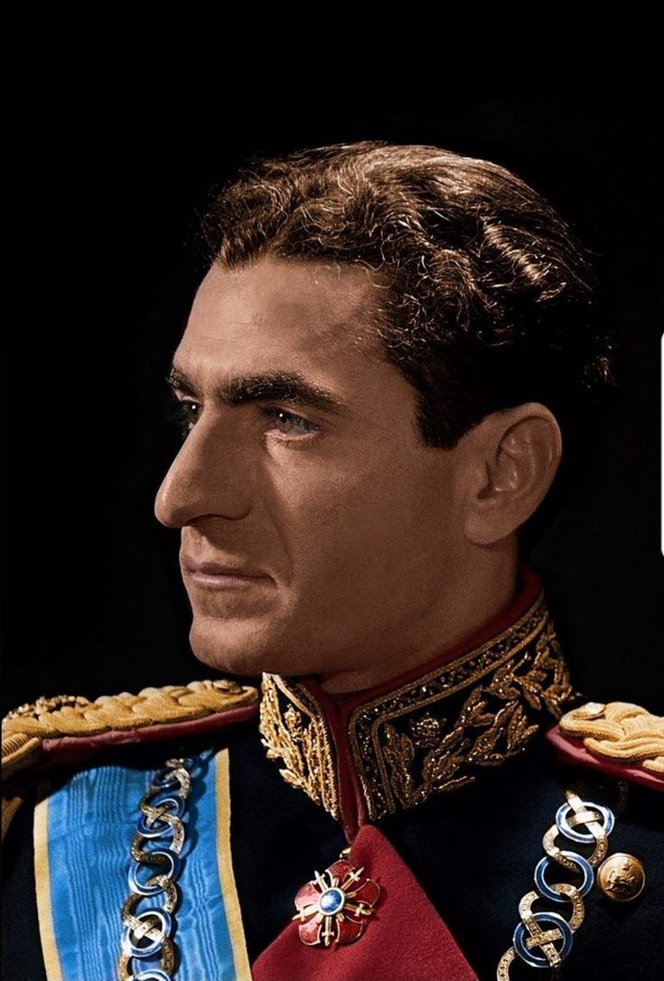 735x1086 Colorized portrait of king of Iran, Mohammad Reza Pahlavi