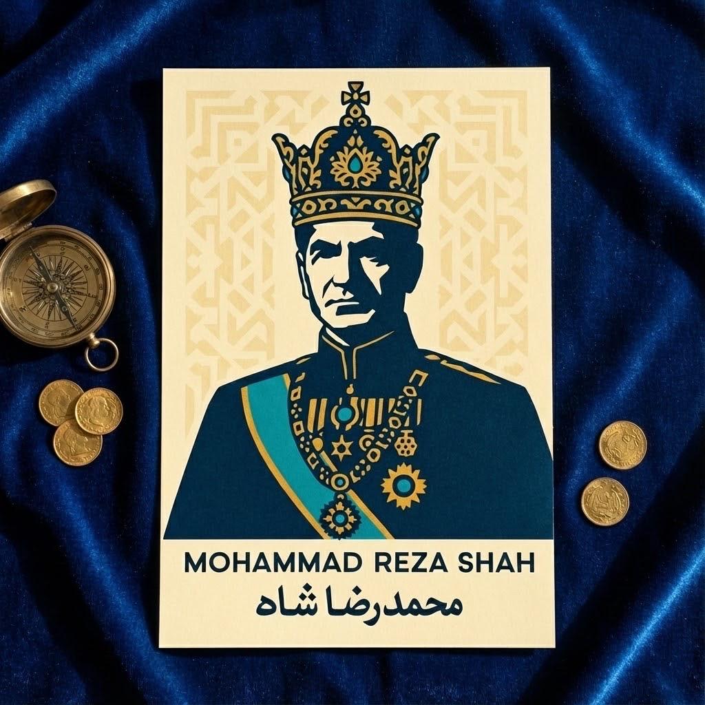1024x1024 Mohammad Reza Shah Pahlavi Print. Persian Wall Art Poster. Iranian Royalty Art. Pahlavi Dynasty Decor. Modern Minimalist Portrait