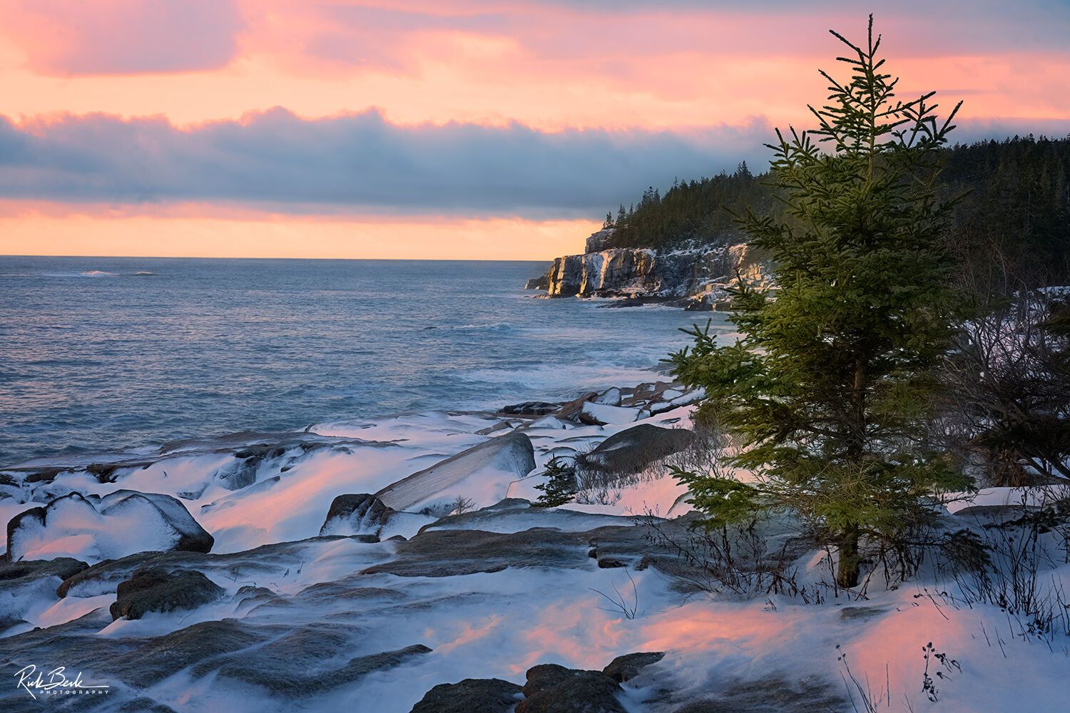 1500x1000 Winter Sunrise. Acadia National Park, Bar Harbor, Maine. Rick Berk Fine Art Photography