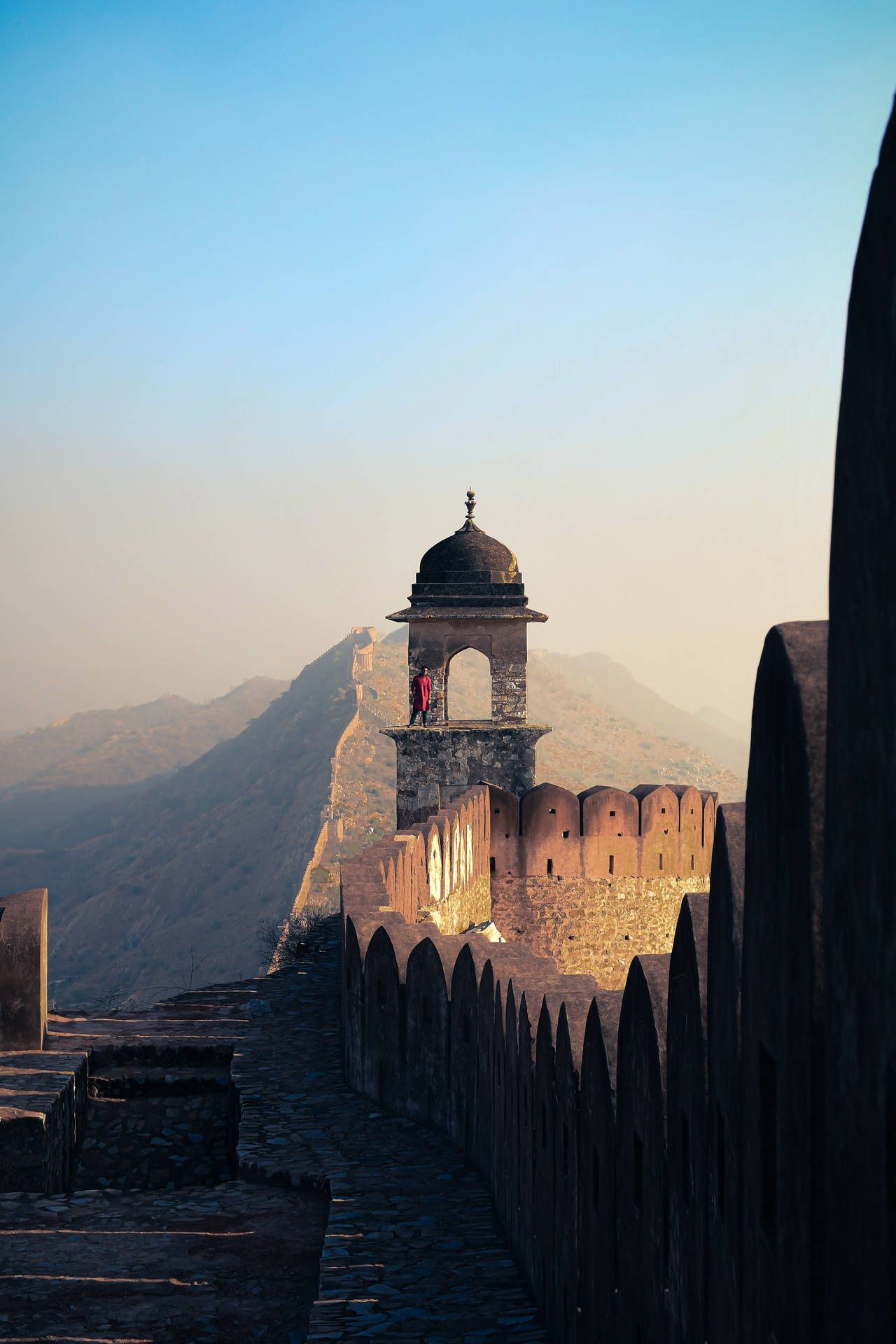 1280x1920 Download Amber Fort Watch Tower Jaipur Wallpaper
