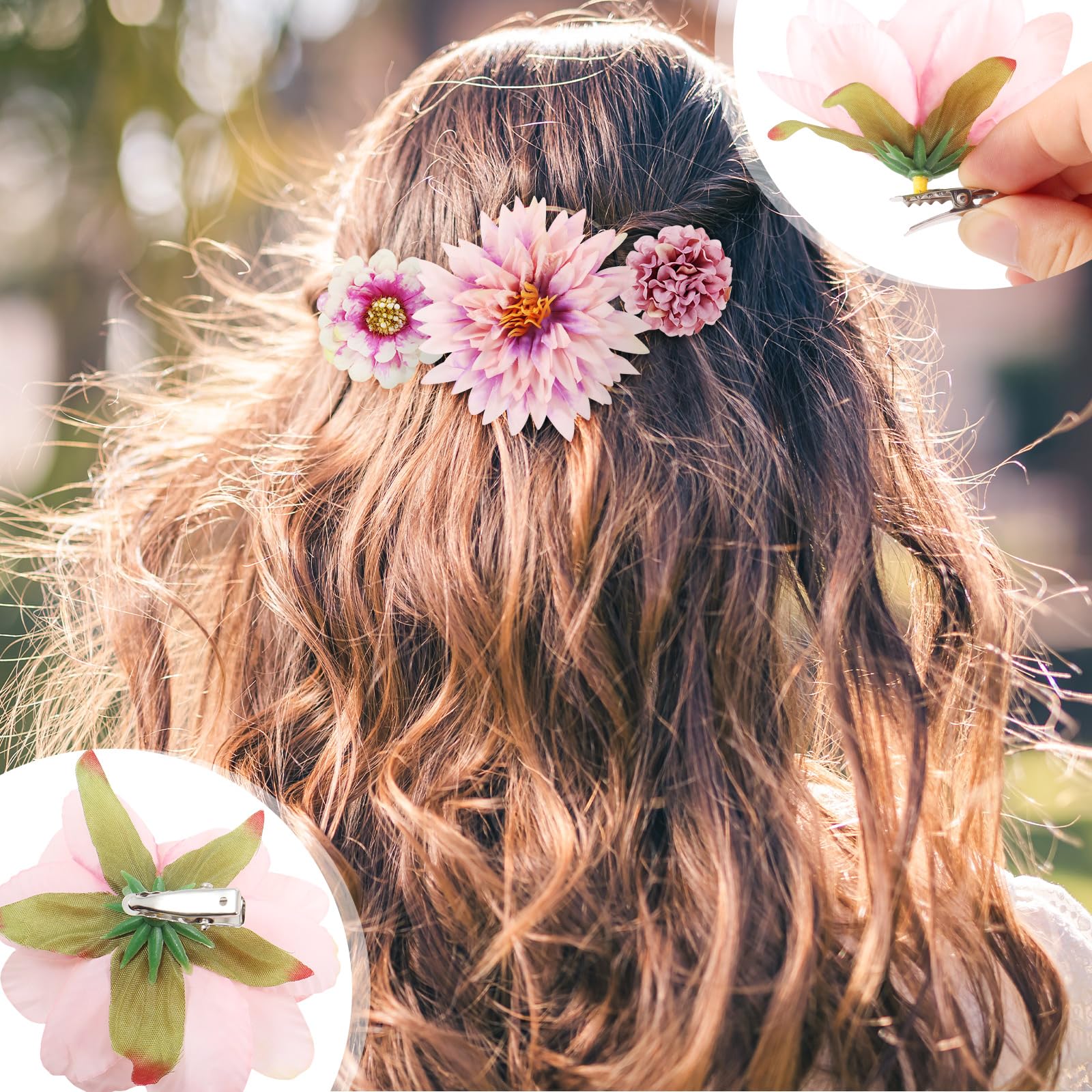 1600x1600 Amazon.com : 36 Pcs Purple Flower Hair Clips Artificial Flowers Pins for Hair Mix Silk Dahlia Roses with Clip for Women DIY Wedding Bridal Hairstyles Baby Shower Backdrop : Beauty & Personal Care