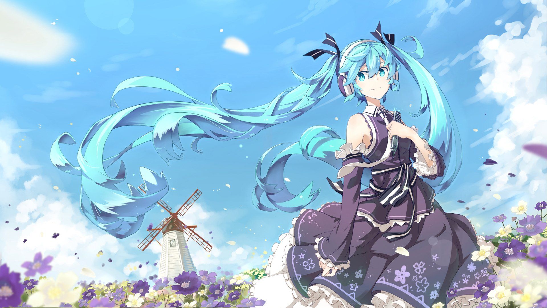 1920x1080 Hatsune Miku In A Floral Field Wallpaper By L F