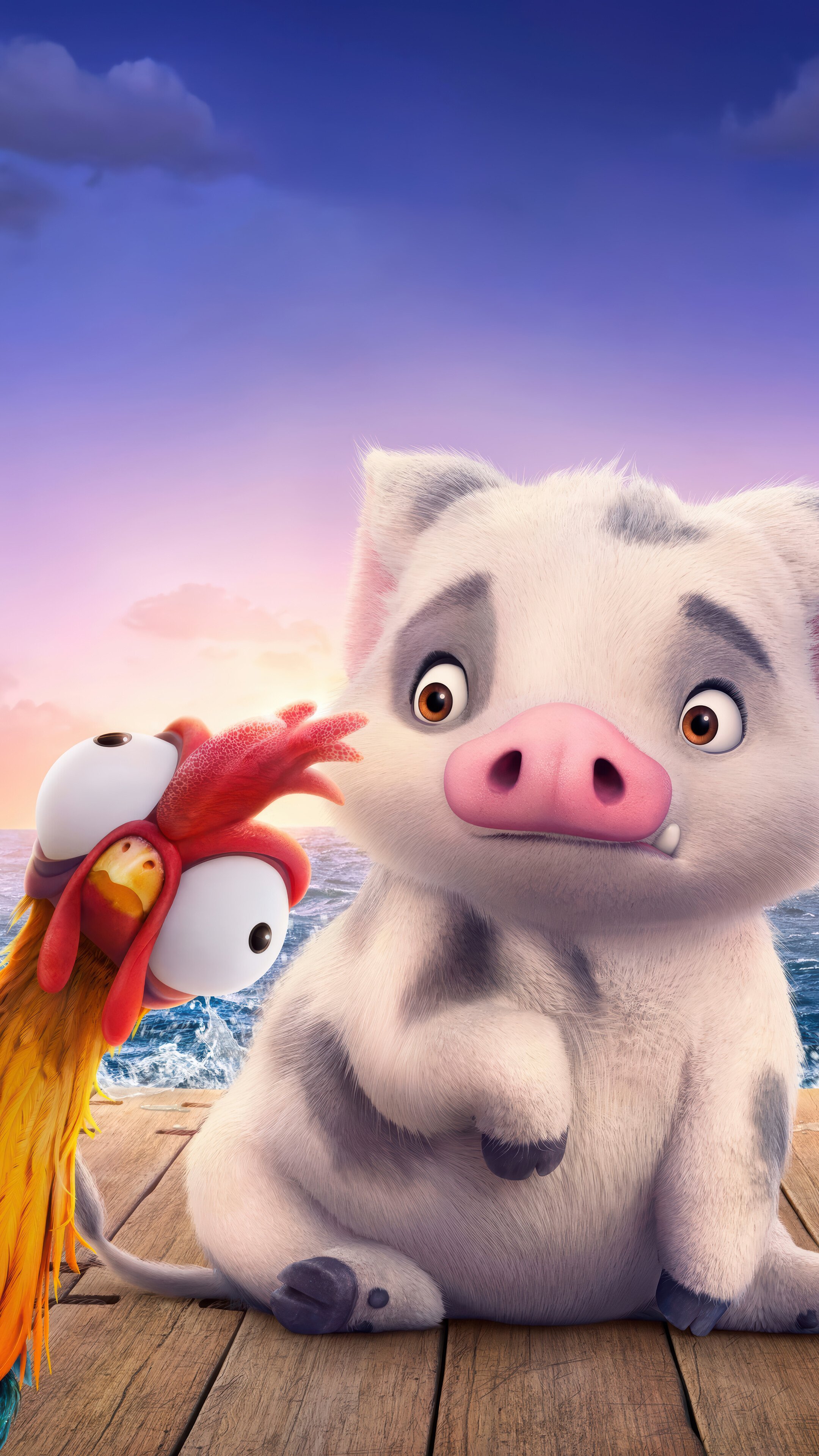 2160x3840 Moana 2 Rooster Heihei Pig Pau Poster 4K Wallpaper iPhone HD Phone b