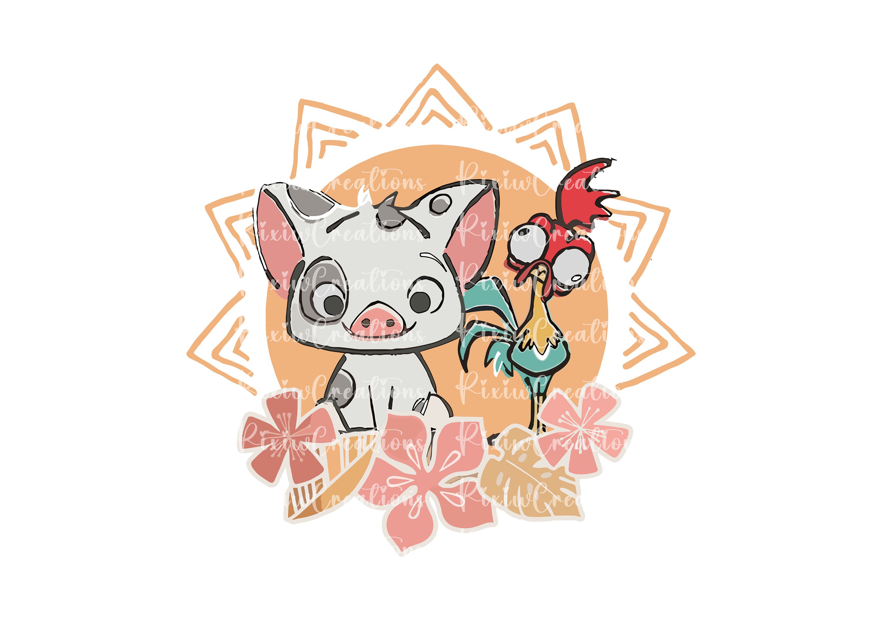 3000x2109 Retro Pua and Heihei Moana Png, Moana Png, Pua and Heihei Png, Pua Png, Hei Hei Png, Only Png, Digital File
