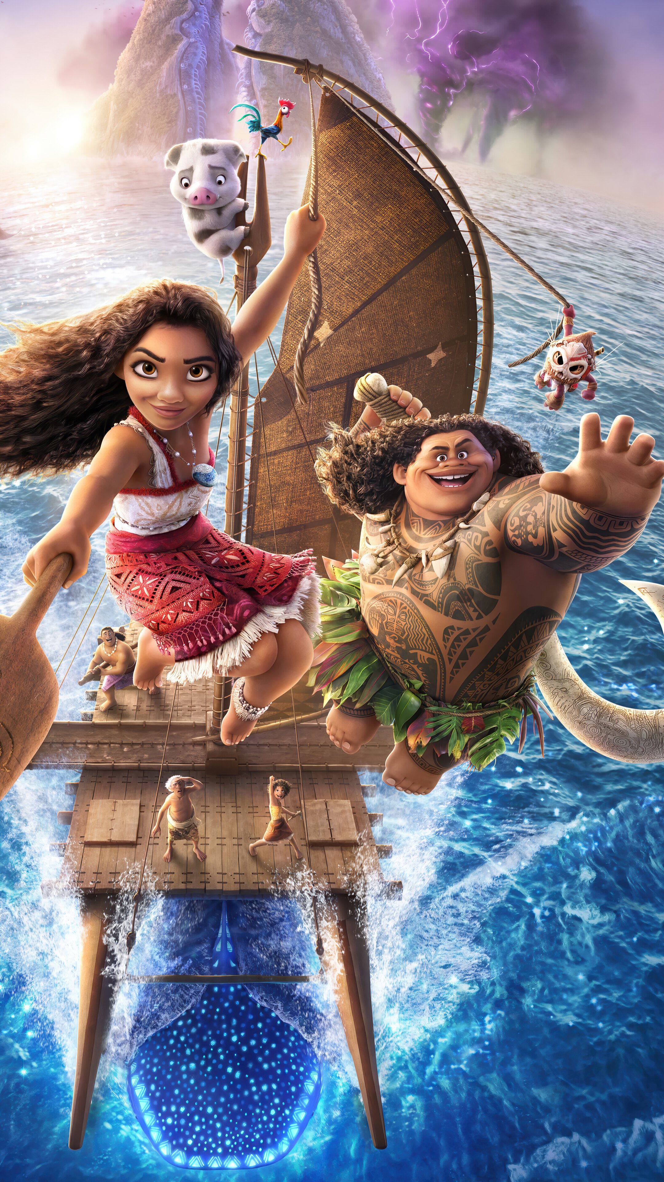 2160x3840 Moana 2 Maui Moana Heihei Pau Poster 4K Wallpaper iPhone HD Phone b