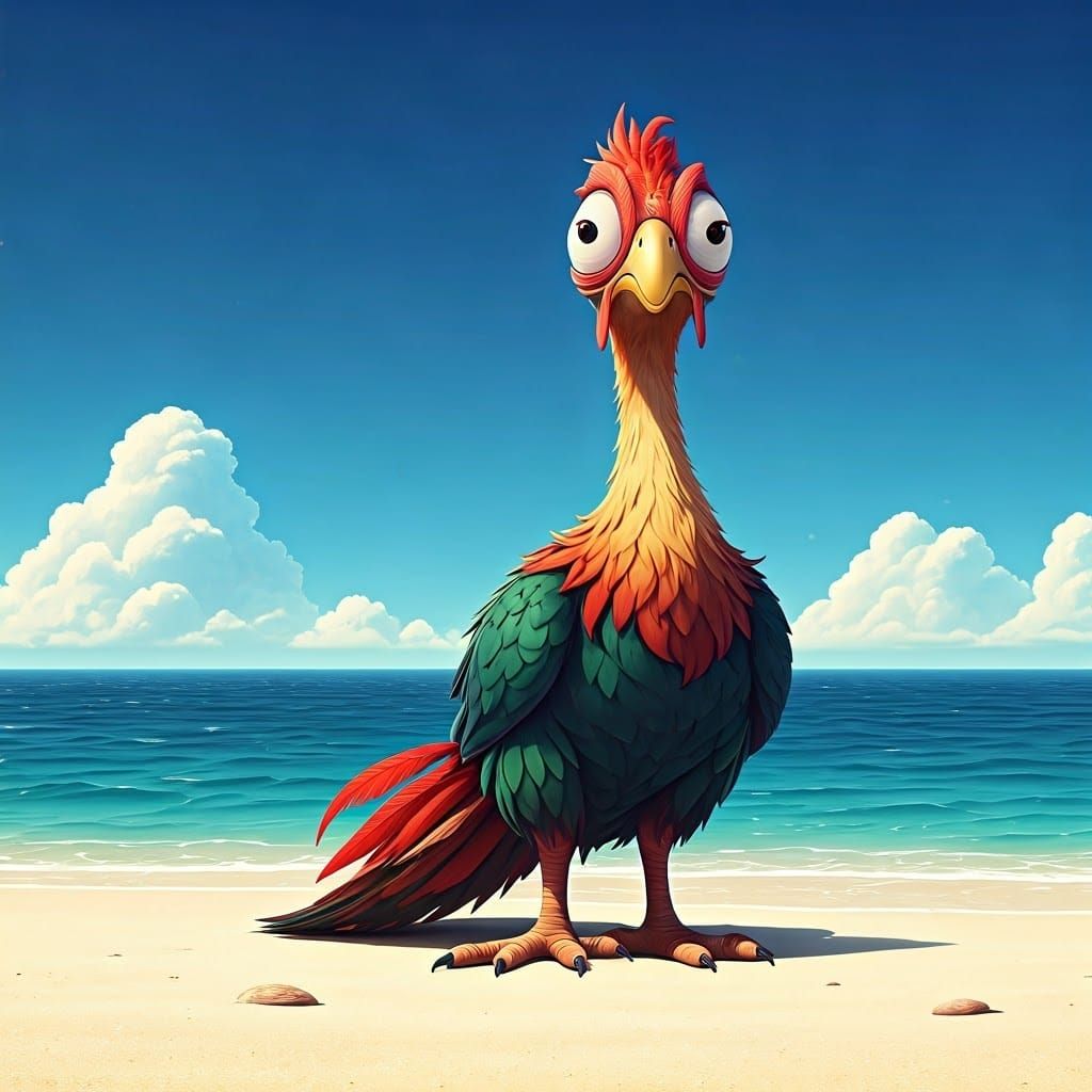 1024x1024 Hei Hei from Moana on a beach Hei on the Beach: 3D Ani