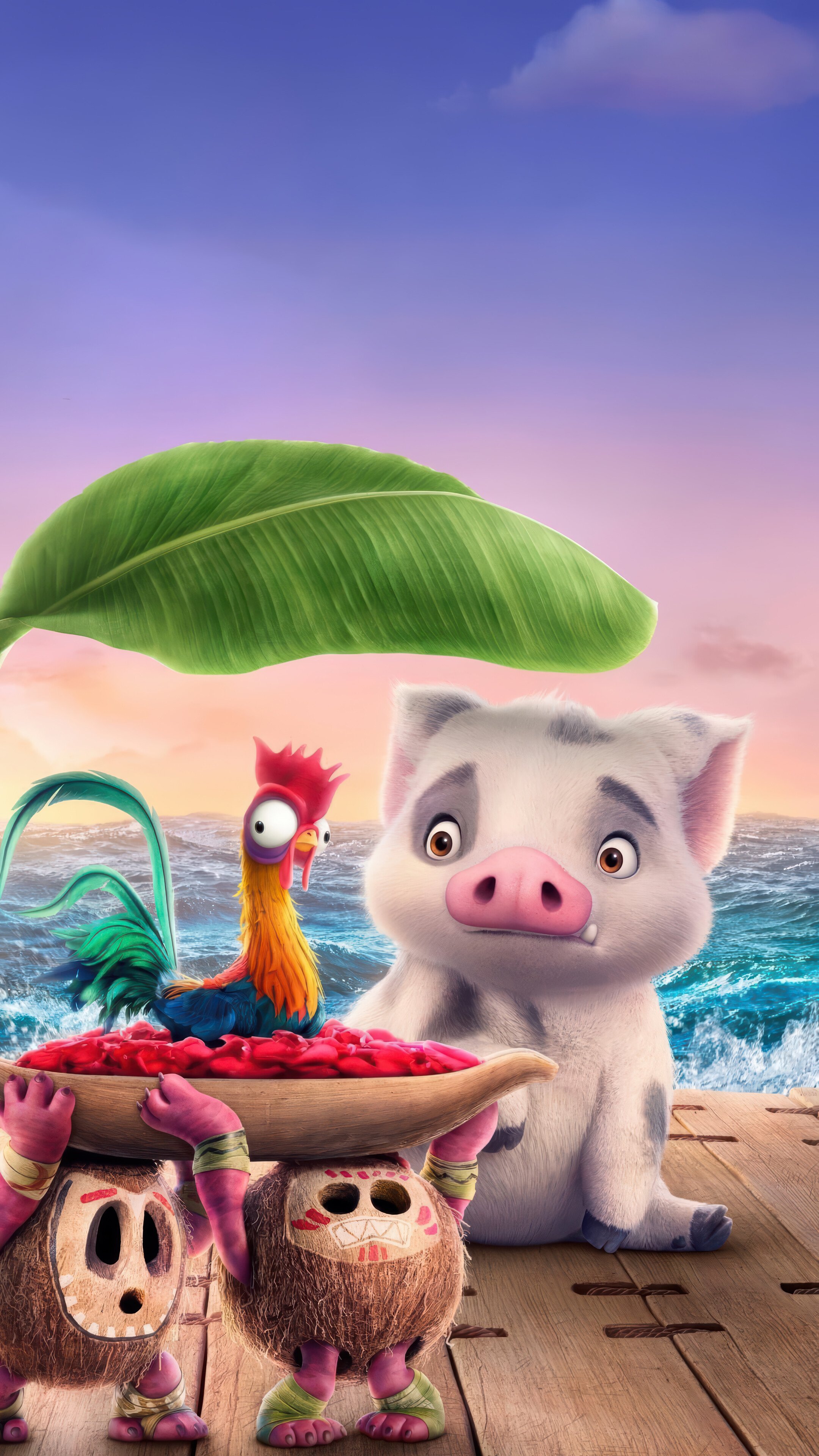 2160x3840 Moana 2 Rooster Heihei Pig Pau Poster 4K Wallpaper iPhone HD Phone b