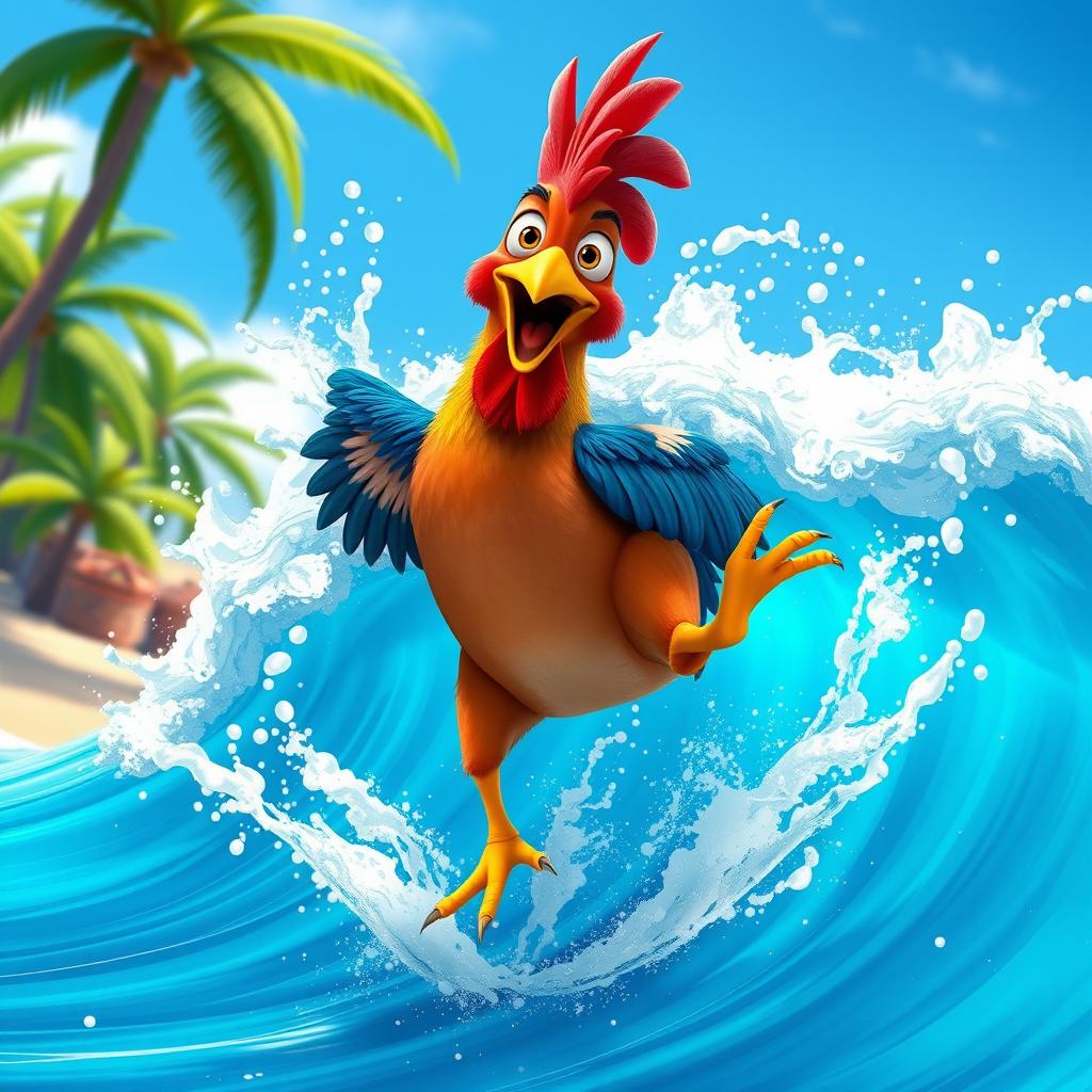 1024x1024 Hei Hei Surfs the Blue Waves!