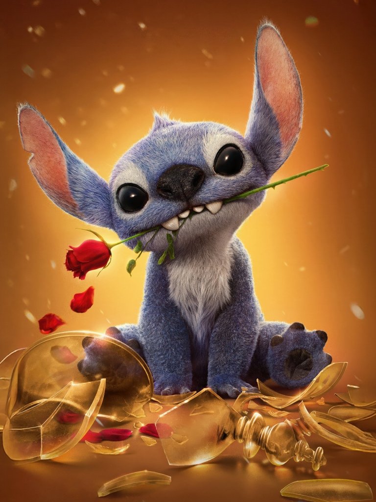 768x1024 Lilo & Stitch Wallpaper 4K, Beauty and the Beast
