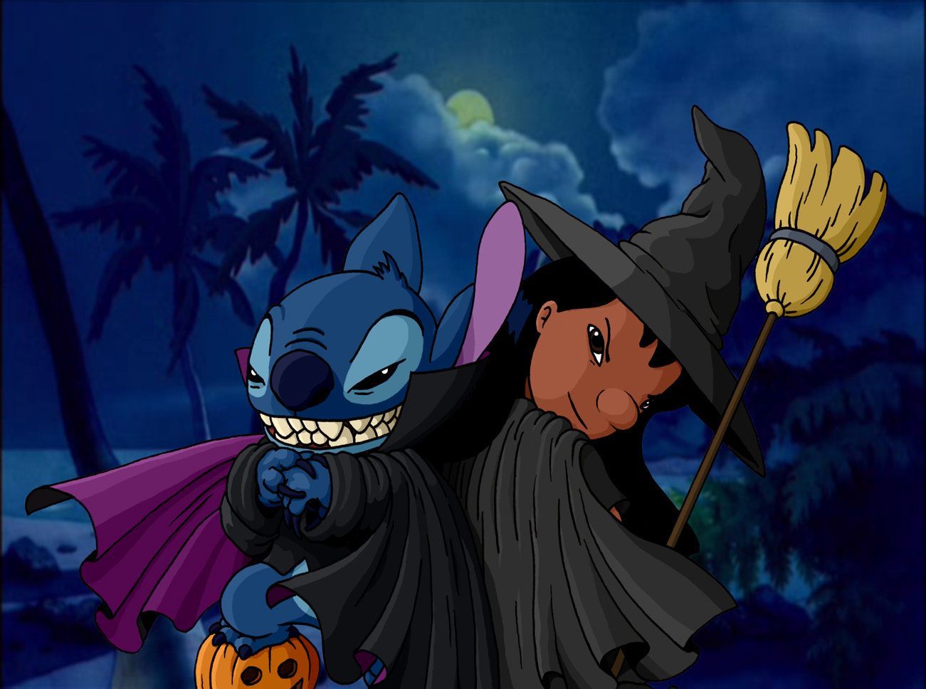 1301x968 Lilo And Stitch Halloween Wallpaper