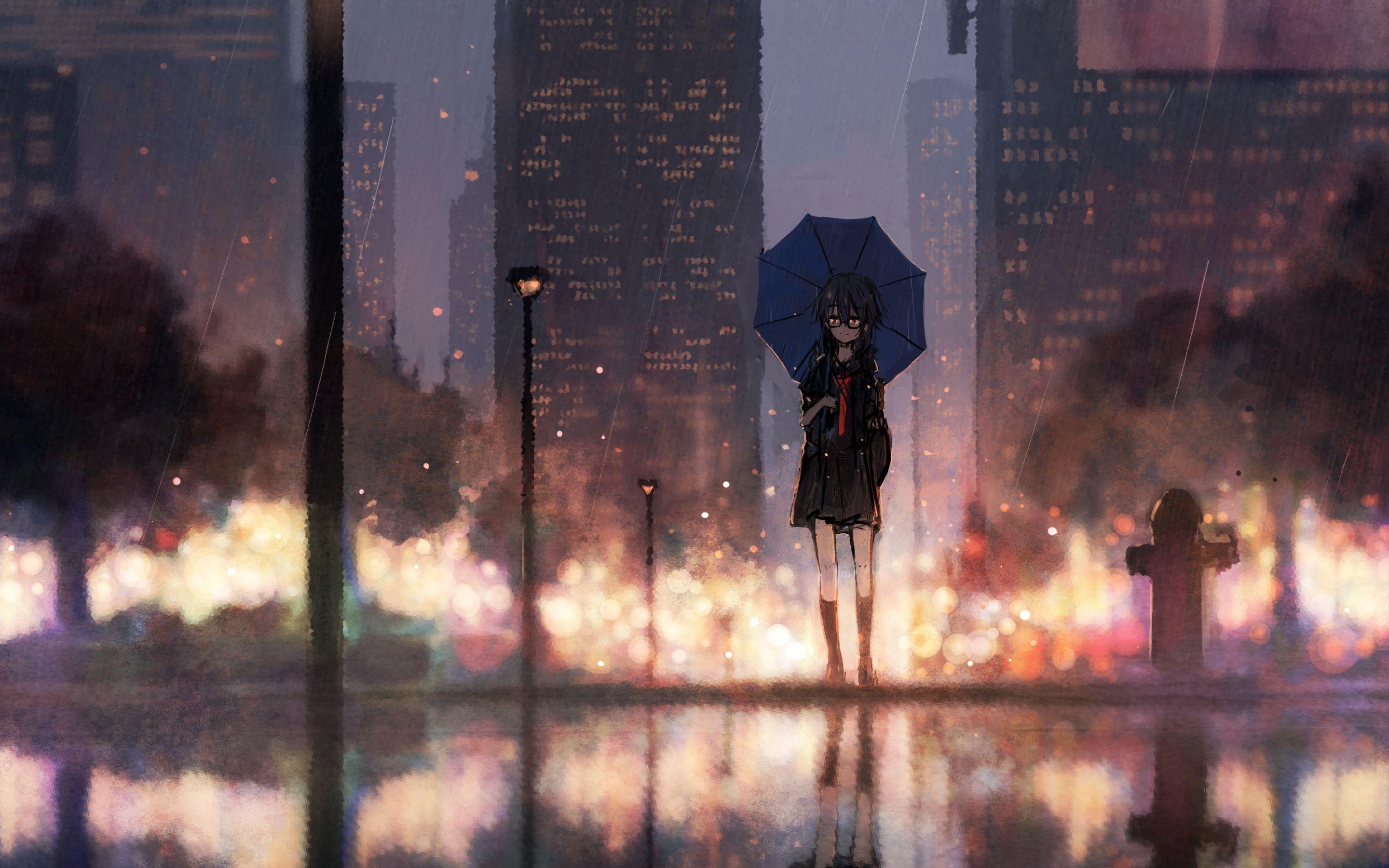 Beautiful rain anime wallpaper for your device screen