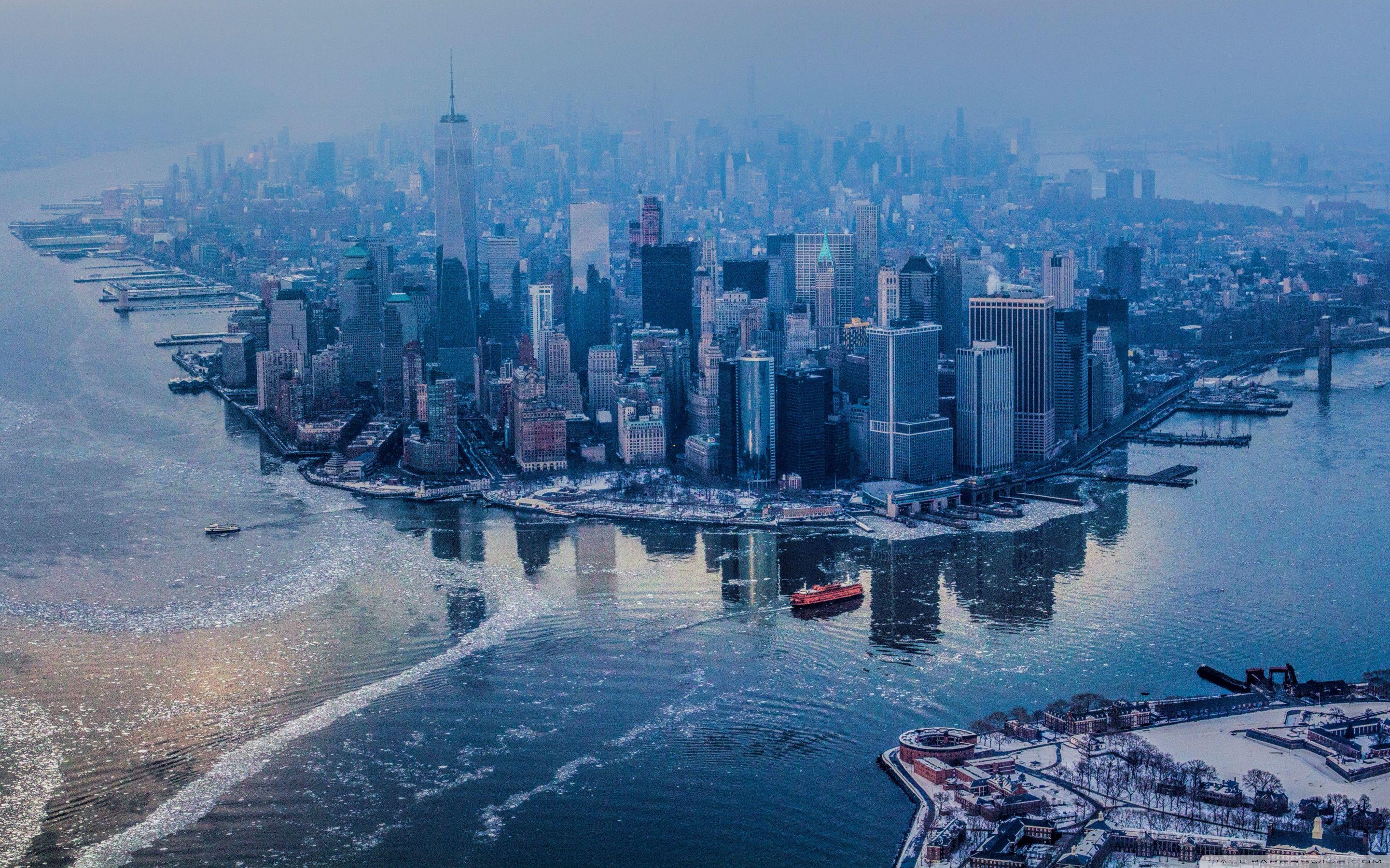 2880x1800 Nhìn từ trên không của Manhattan, Thành phố New York ❤ Hình nền máy tính để bàn HD 4K