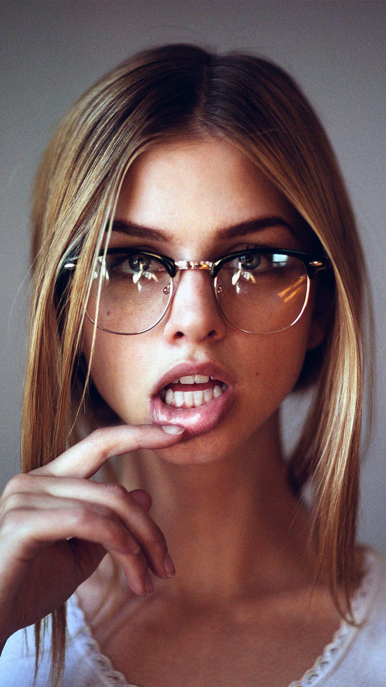 1242x2208 Girl Glasses Lips Beauty Face Android wallpaper HD wallpaper