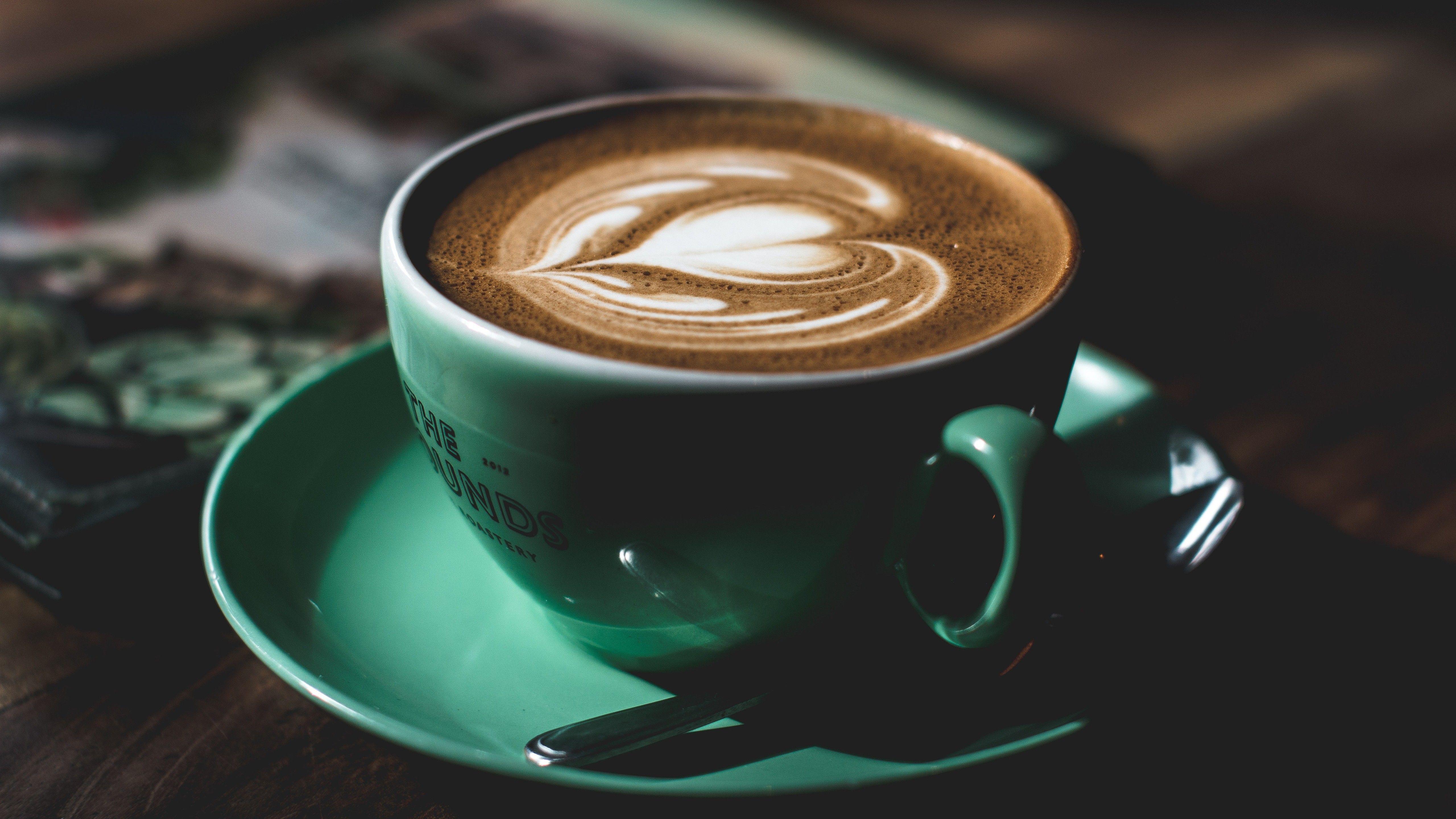 5120x2880 Heart Art In Green Cup Coffee Of Coffee