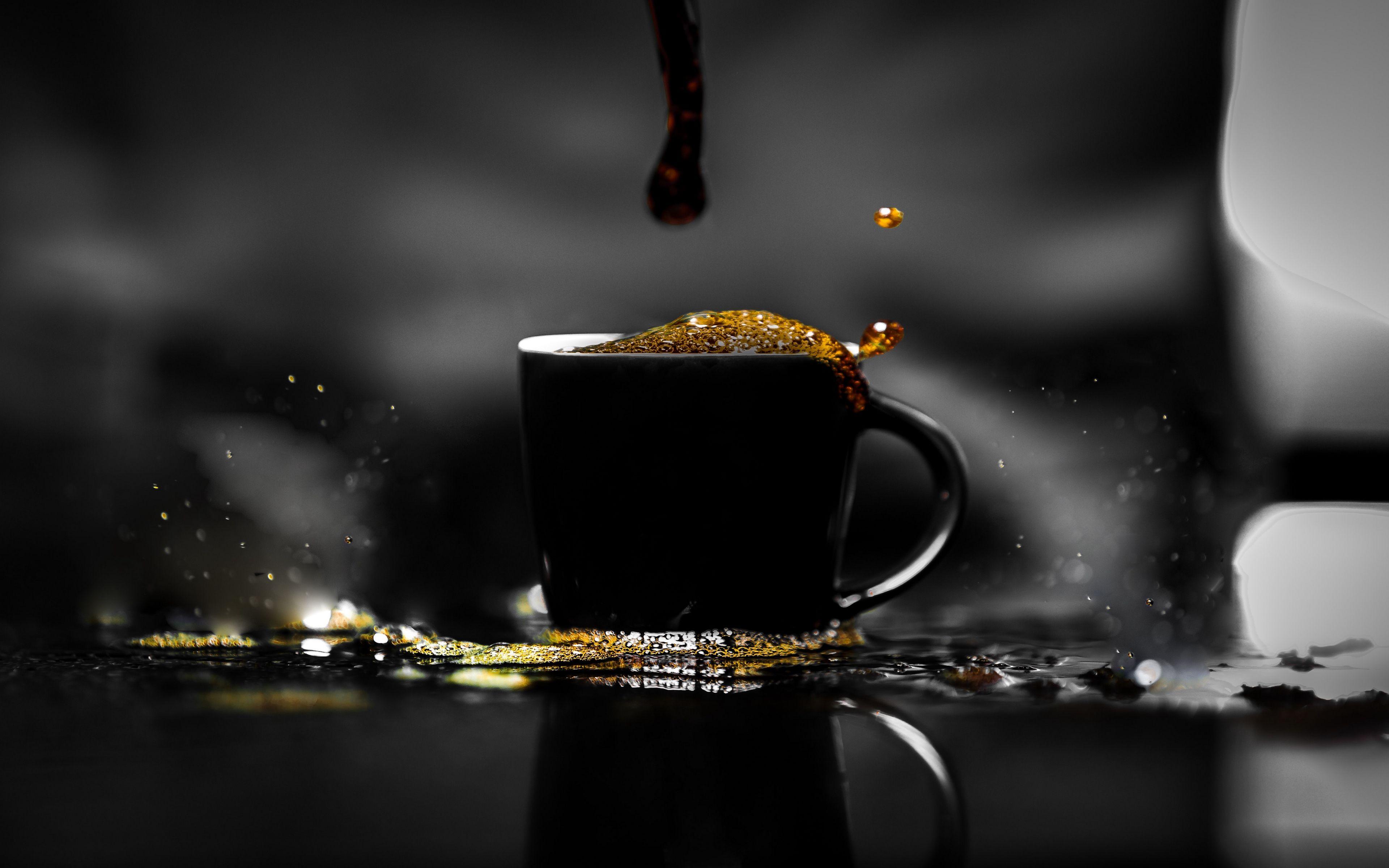 3840x2400 Download wallpaper 3840x2400 coffee, cup, foam, dark, drink, spray