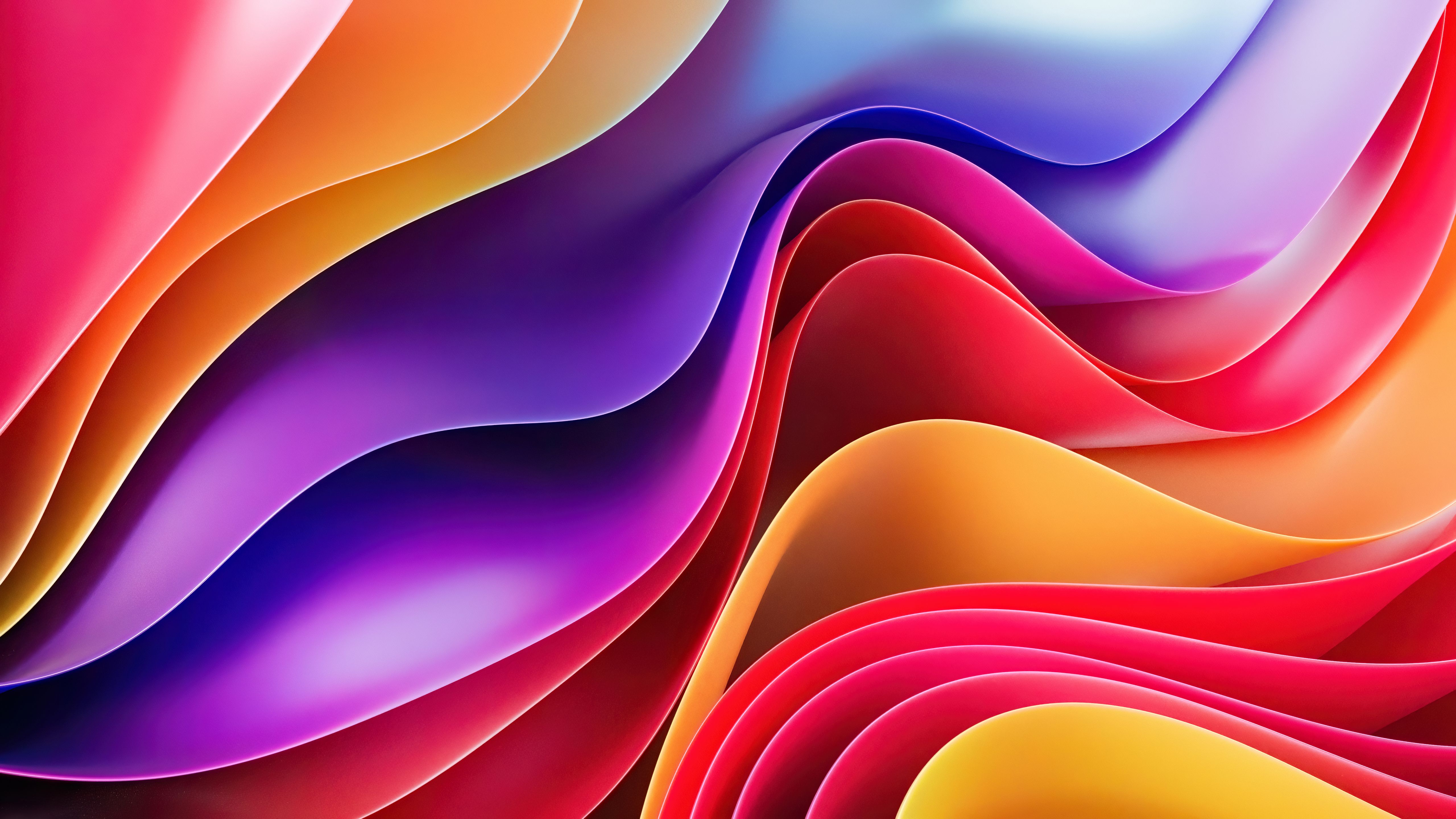 5120x2880 Colorful waves Wallpaper 4K, Abstract art, Fluidic, 3D Render